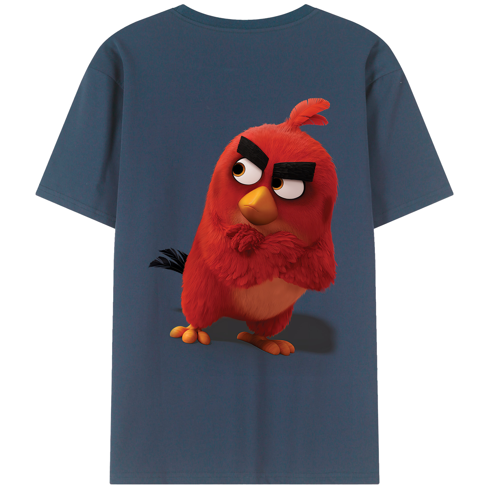 （画像用） Angry Birds アングリーバード 綿100％ メンズ半袖Tシャツ（バックプリント） 通気性