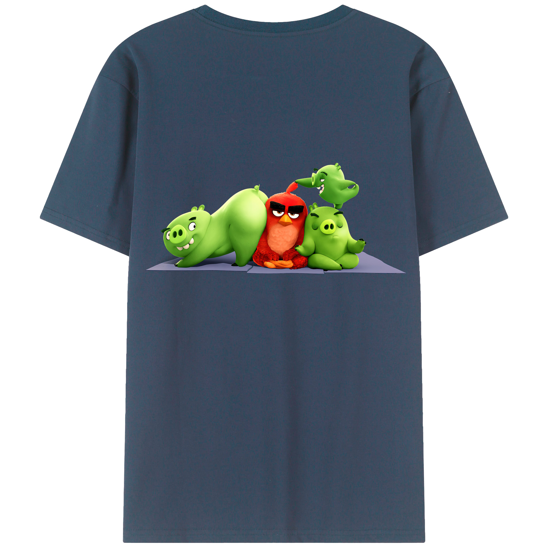 （画像用） Angry Birds アングリーバード 綿100％ メンズ半袖Tシャツ（バックプリント） 通気性