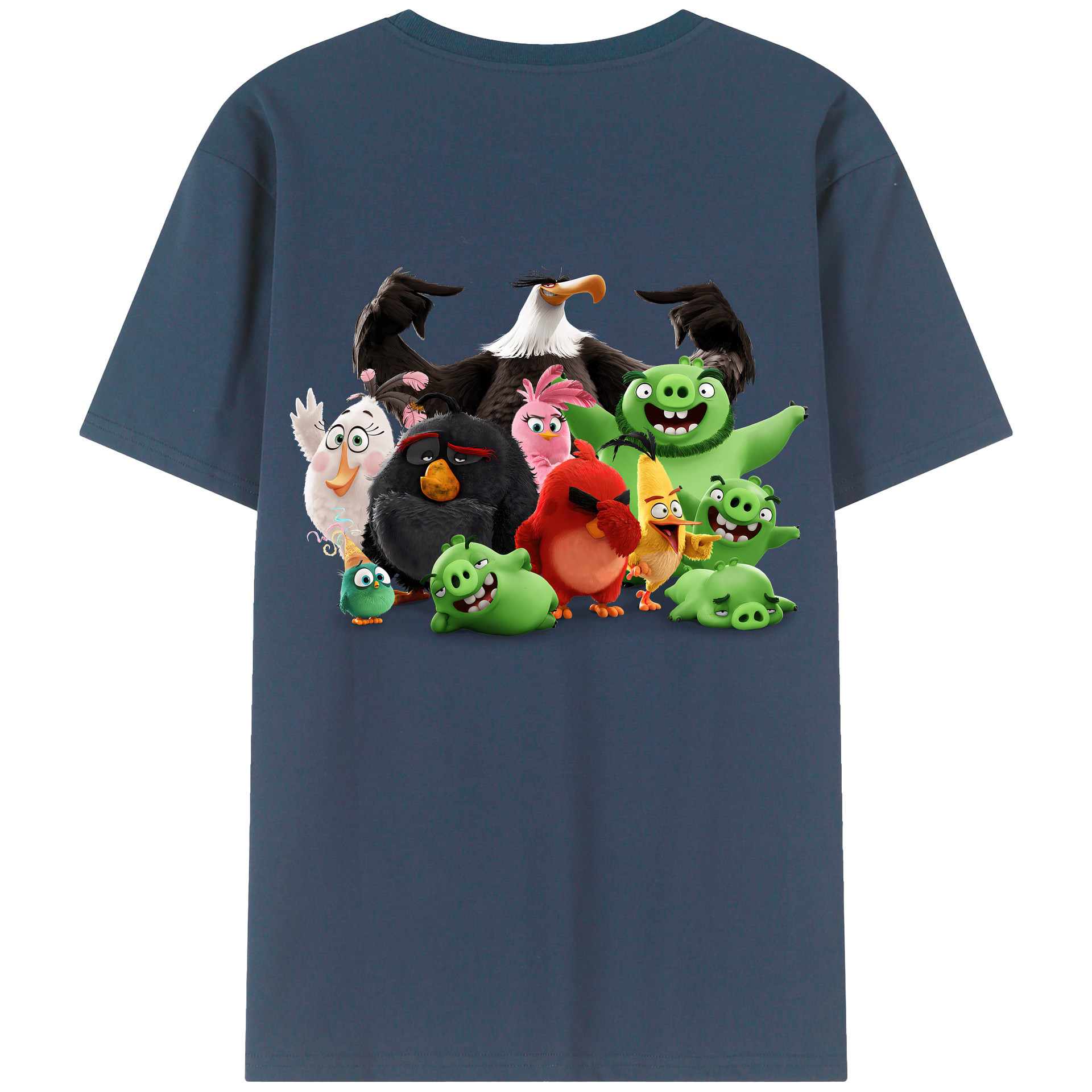 （画像用） Angry Birds アングリーバード 綿100％ メンズ半袖Tシャツ（バックプリント） 通気性