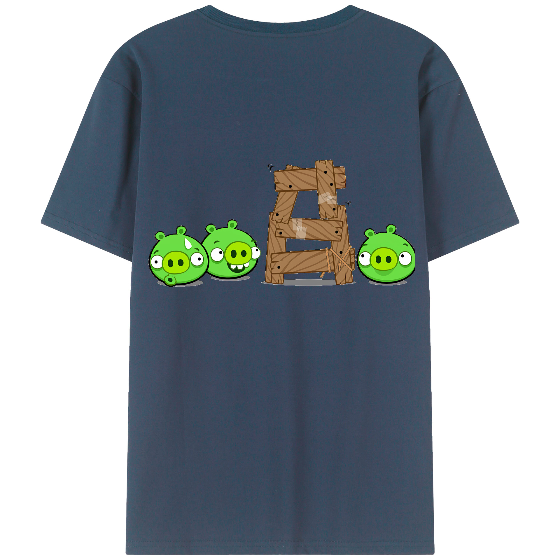 （画像用） Angry Birds アングリーバード 綿100％ メンズ半袖Tシャツ（バックプリント） 通気性