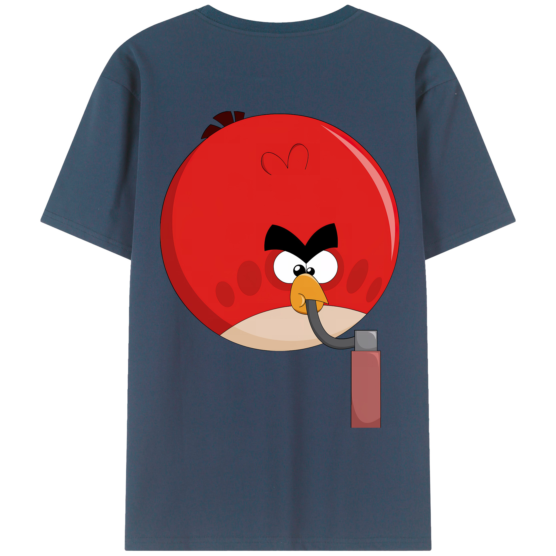 （画像用） Angry Birds アングリーバード 綿100％ メンズ半袖Tシャツ（バックプリント） 通気性