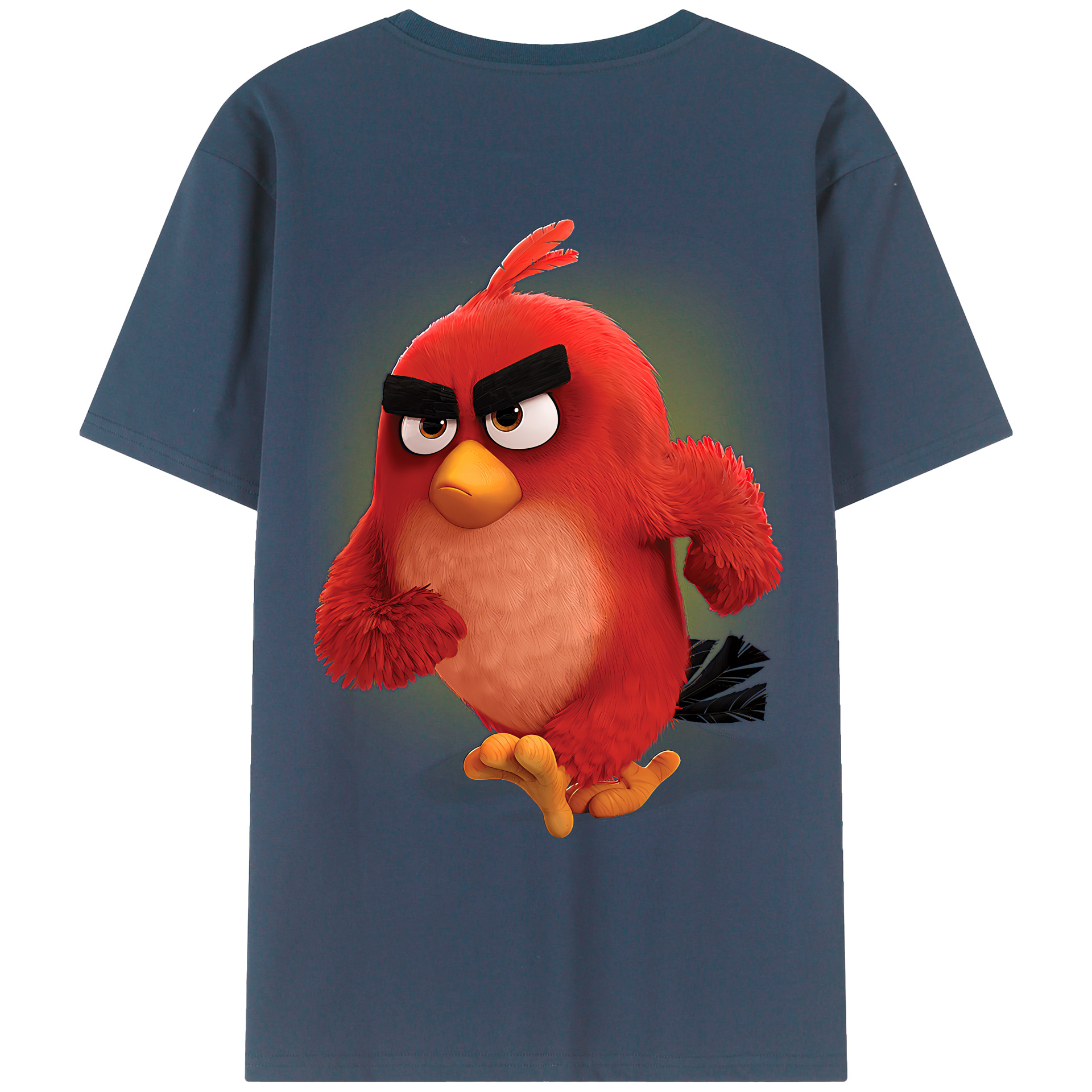 （画像用） Angry Birds アングリーバード 綿100％ メンズ半袖Tシャツ（バックプリント） 通気性