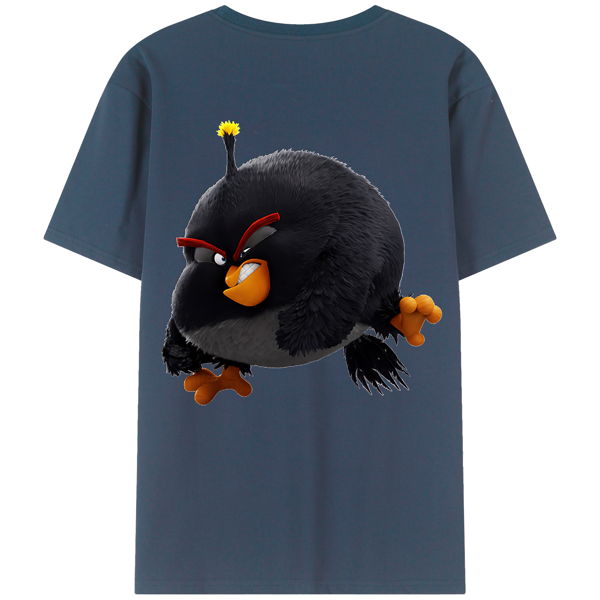 （画像用） Angry Birds アングリーバード 綿100％ メンズ半袖Tシャツ（バックプリント） 通気性