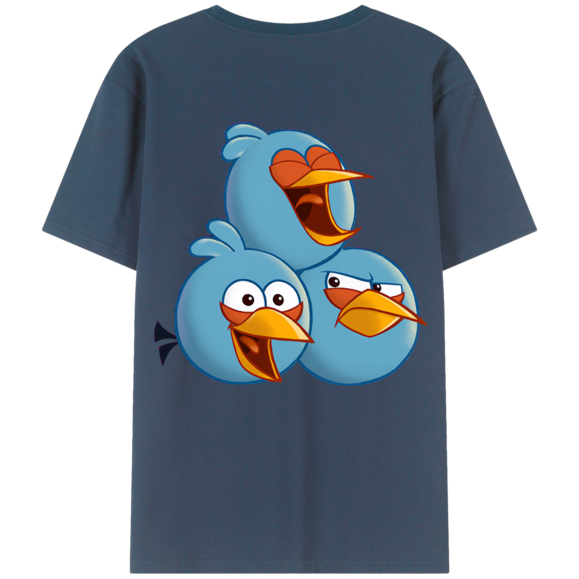 （画像用） Angry Birds アングリーバード 綿100％ メンズ半袖Tシャツ（バックプリント） 通気性