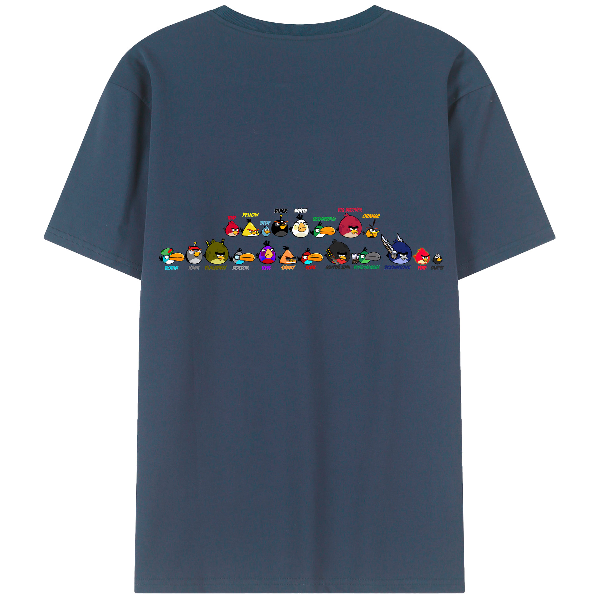 （画像用） Angry Birds アングリーバード 綿100％ メンズ半袖Tシャツ（バックプリント） 通気性
