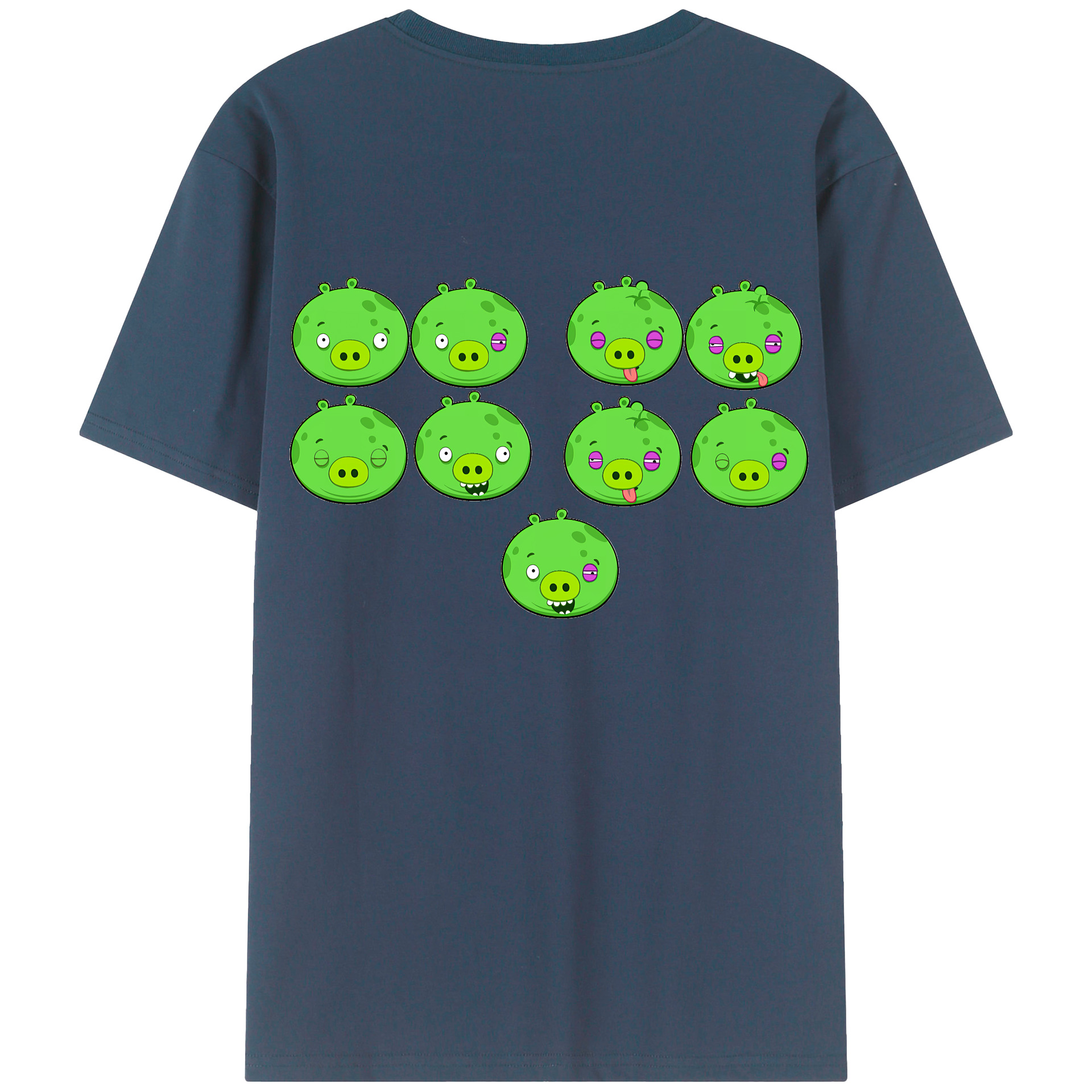 （画像用） Angry Birds アングリーバード 綿100％ メンズ半袖Tシャツ（バックプリント） 通気性