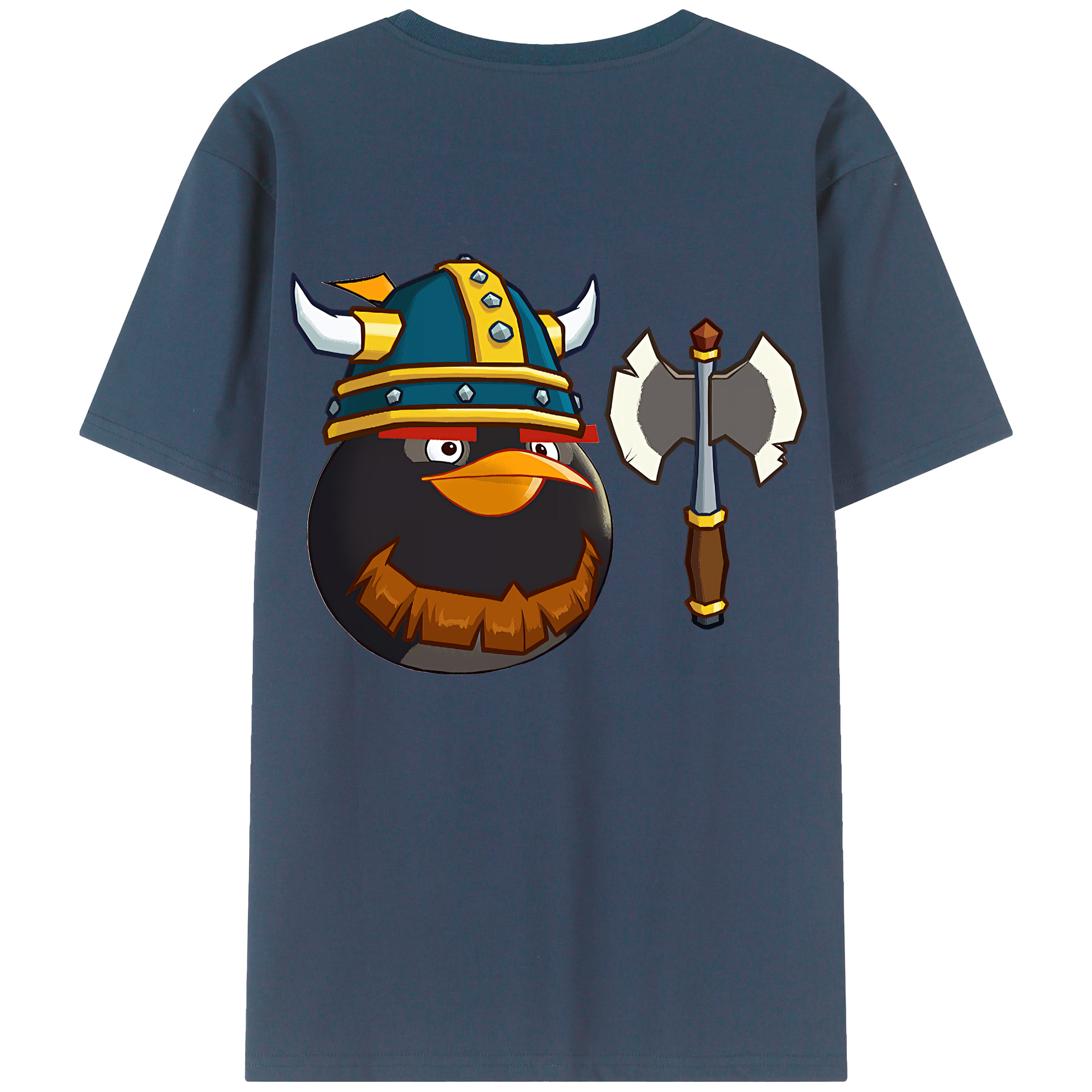 （画像用） Angry Birds アングリーバード 綿100％ メンズ半袖Tシャツ（バックプリント） 通気性