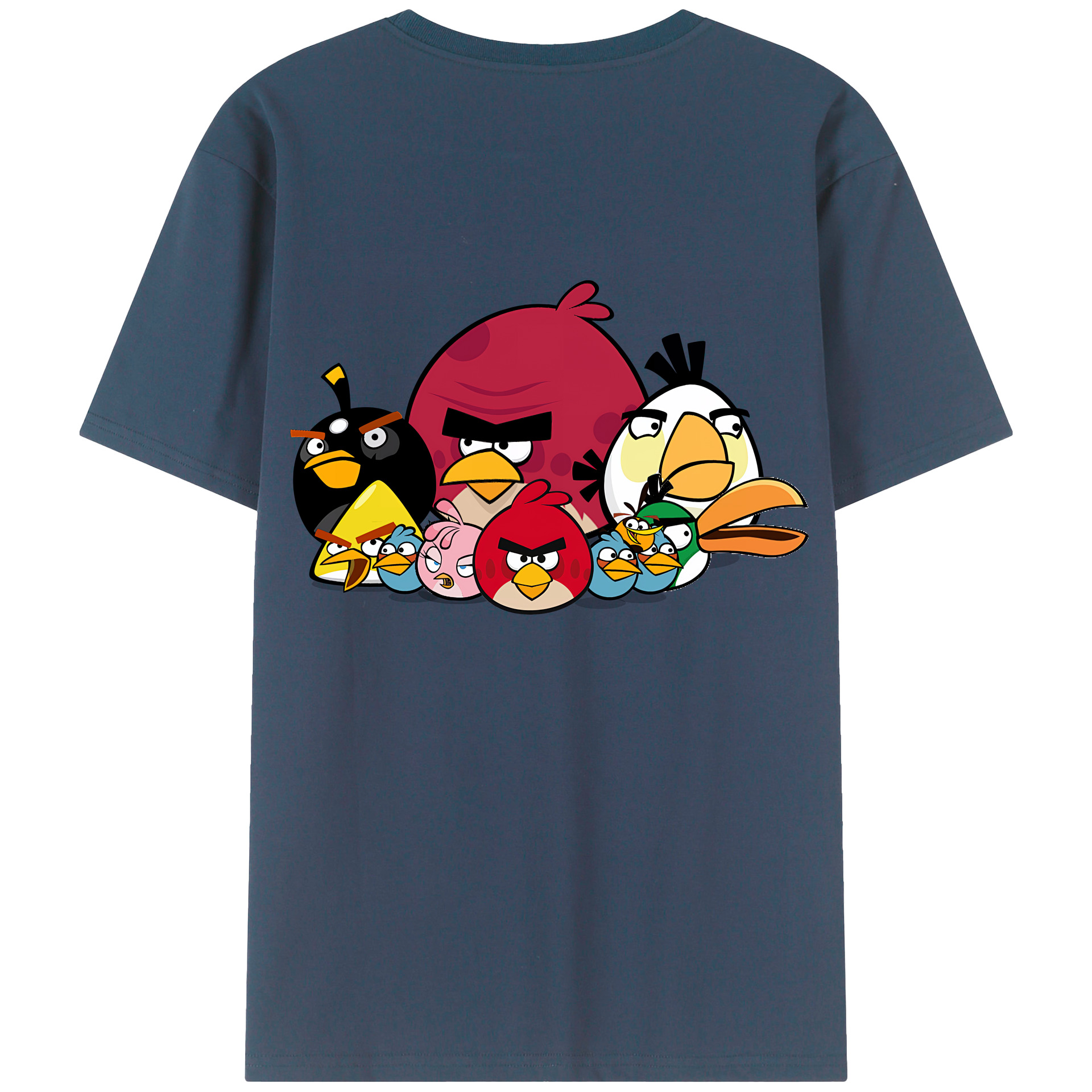 （画像用） Angry Birds アングリーバード 綿100％ メンズ半袖Tシャツ（バックプリント） 通気性
