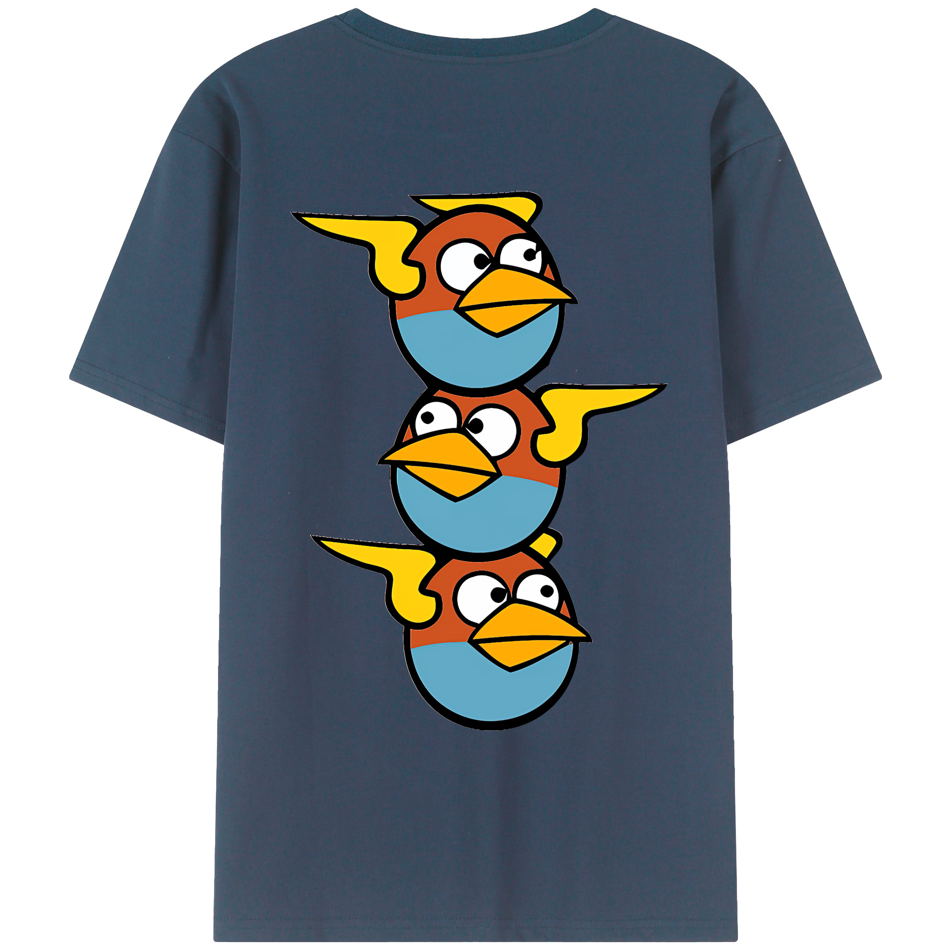 （画像用） Angry Birds アングリーバード 綿100％ メンズ半袖Tシャツ（バックプリント） 通気性