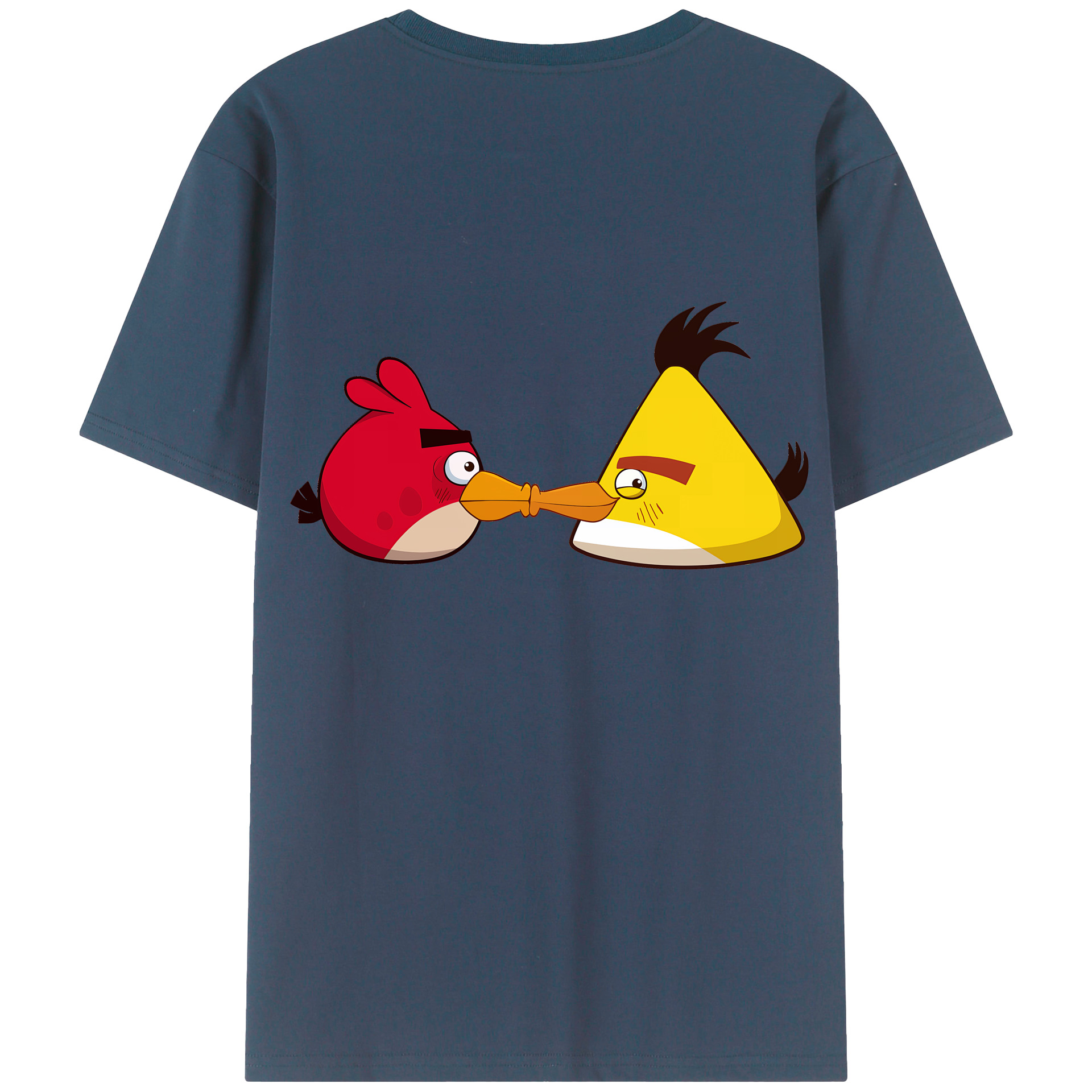 （画像用） Angry Birds アングリーバード 綿100％ メンズ半袖Tシャツ（バックプリント） 通気性