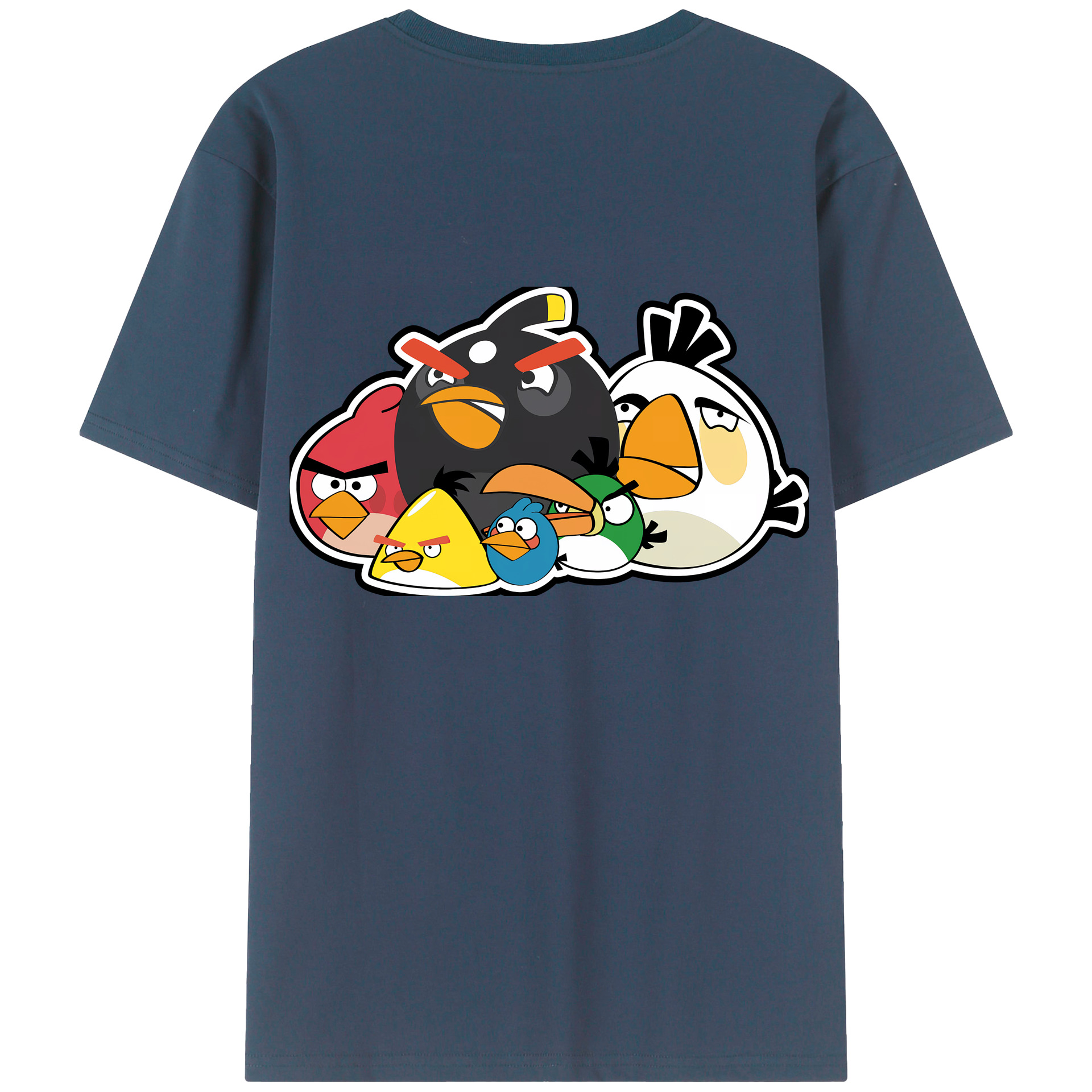 （画像用） Angry Birds アングリーバード 綿100％ メンズ半袖Tシャツ（バックプリント） 通気性