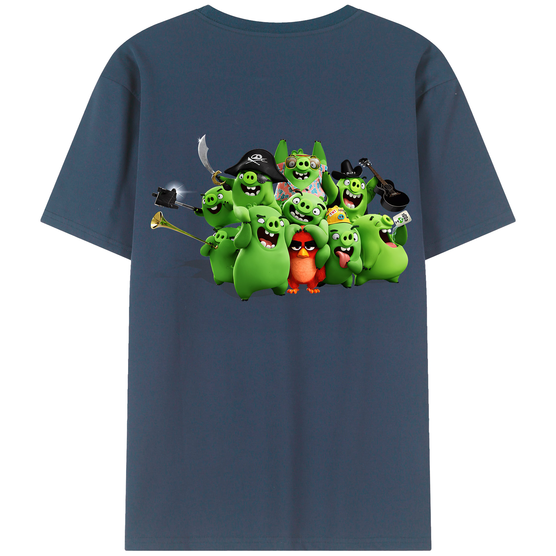 （画像用） Angry Birds アングリーバード 綿100％ メンズ半袖Tシャツ（バックプリント） 通気性
