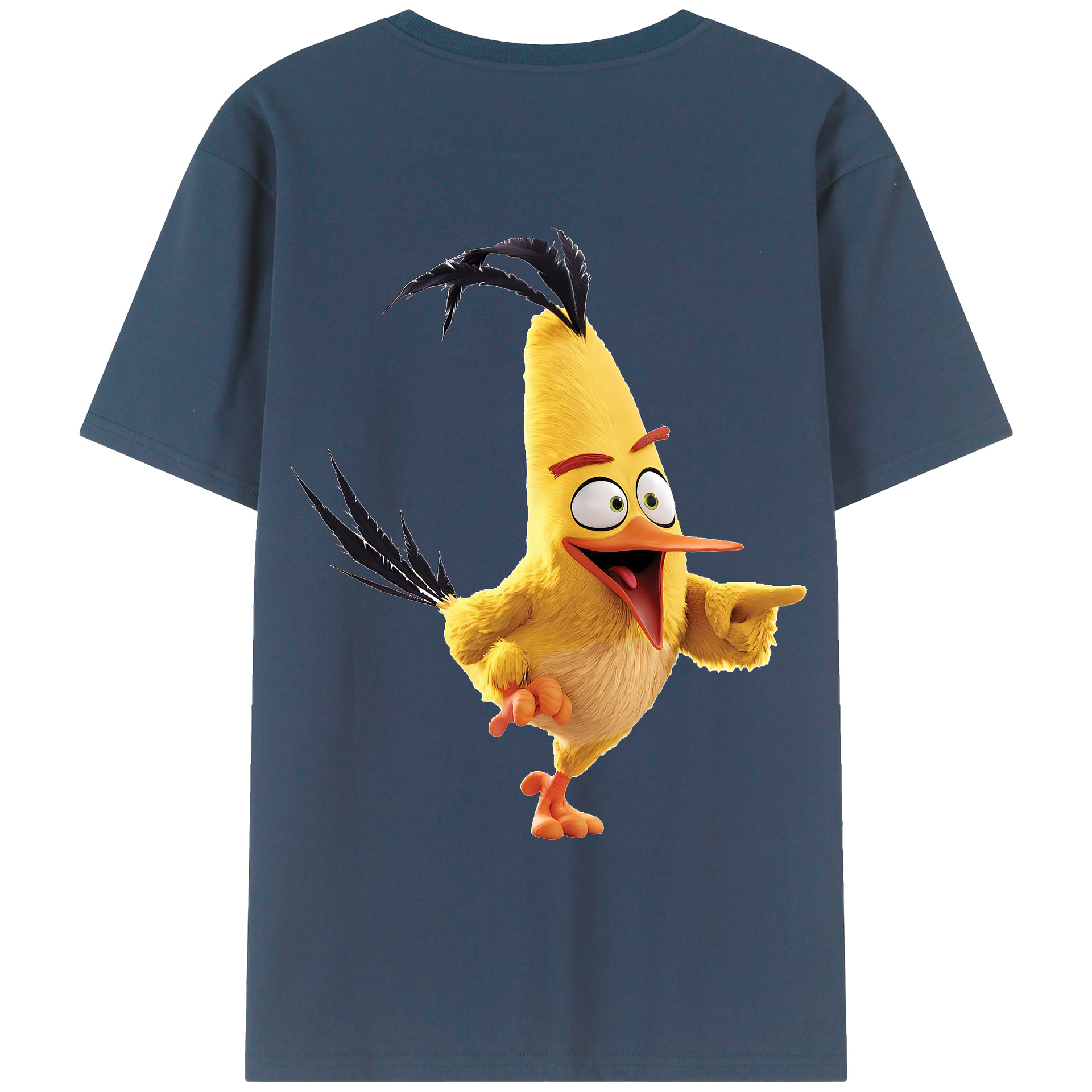（画像用） Angry Birds アングリーバード 綿100％ メンズ半袖Tシャツ（バックプリント） 通気性