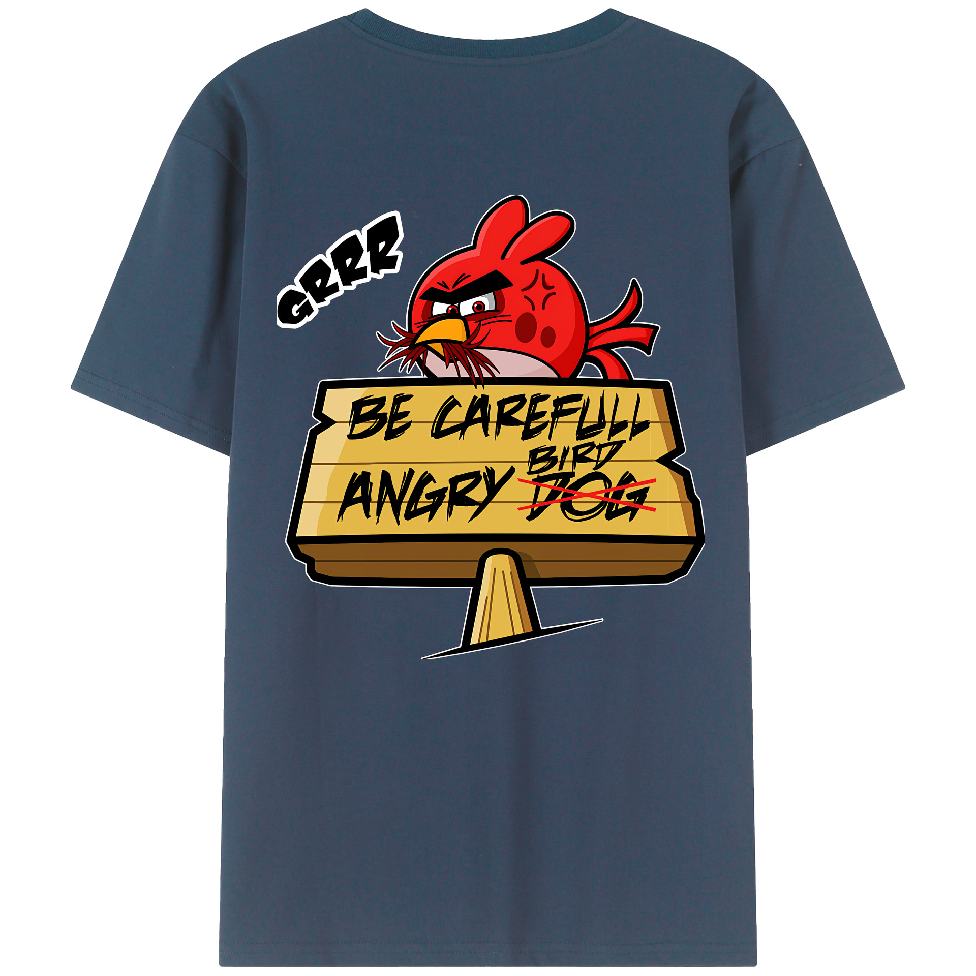 （画像用） Angry Birds アングリーバード 綿100％ メンズ半袖Tシャツ（バックプリント） 通気性