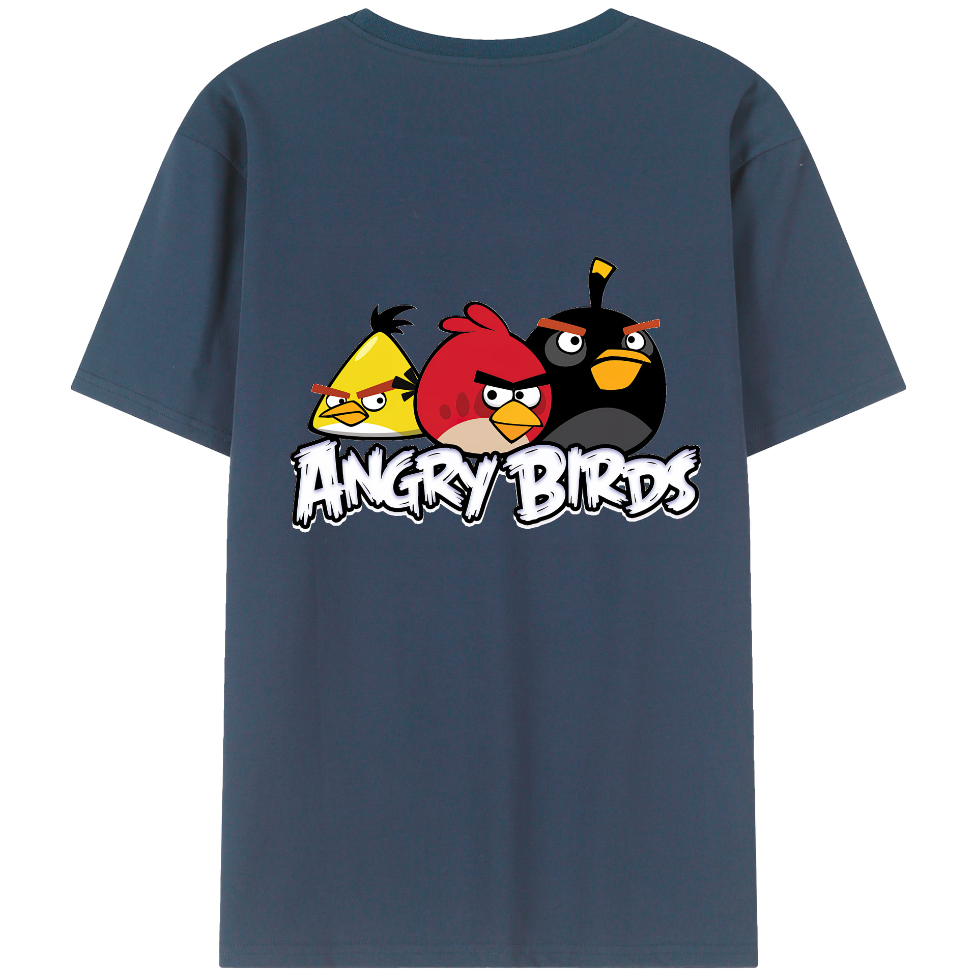 （画像用） Angry Birds アングリーバード 綿100％ メンズ半袖Tシャツ（バックプリント） 通気性