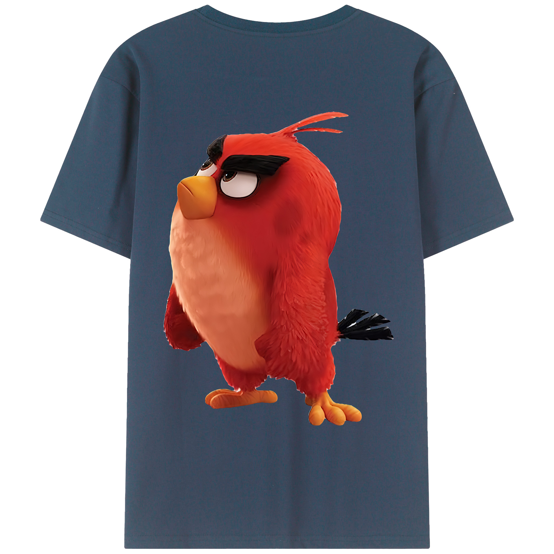 （画像用） Angry Birds アングリーバード 綿100％ メンズ半袖Tシャツ（バックプリント） 通気性
