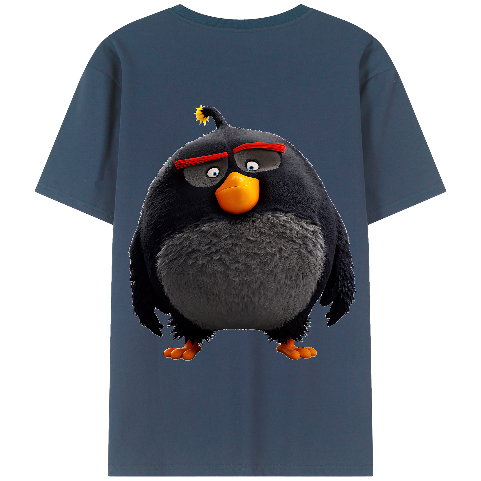 （画像用） Angry Birds アングリーバード 綿100％ メンズ半袖Tシャツ（バックプリント） 通気性