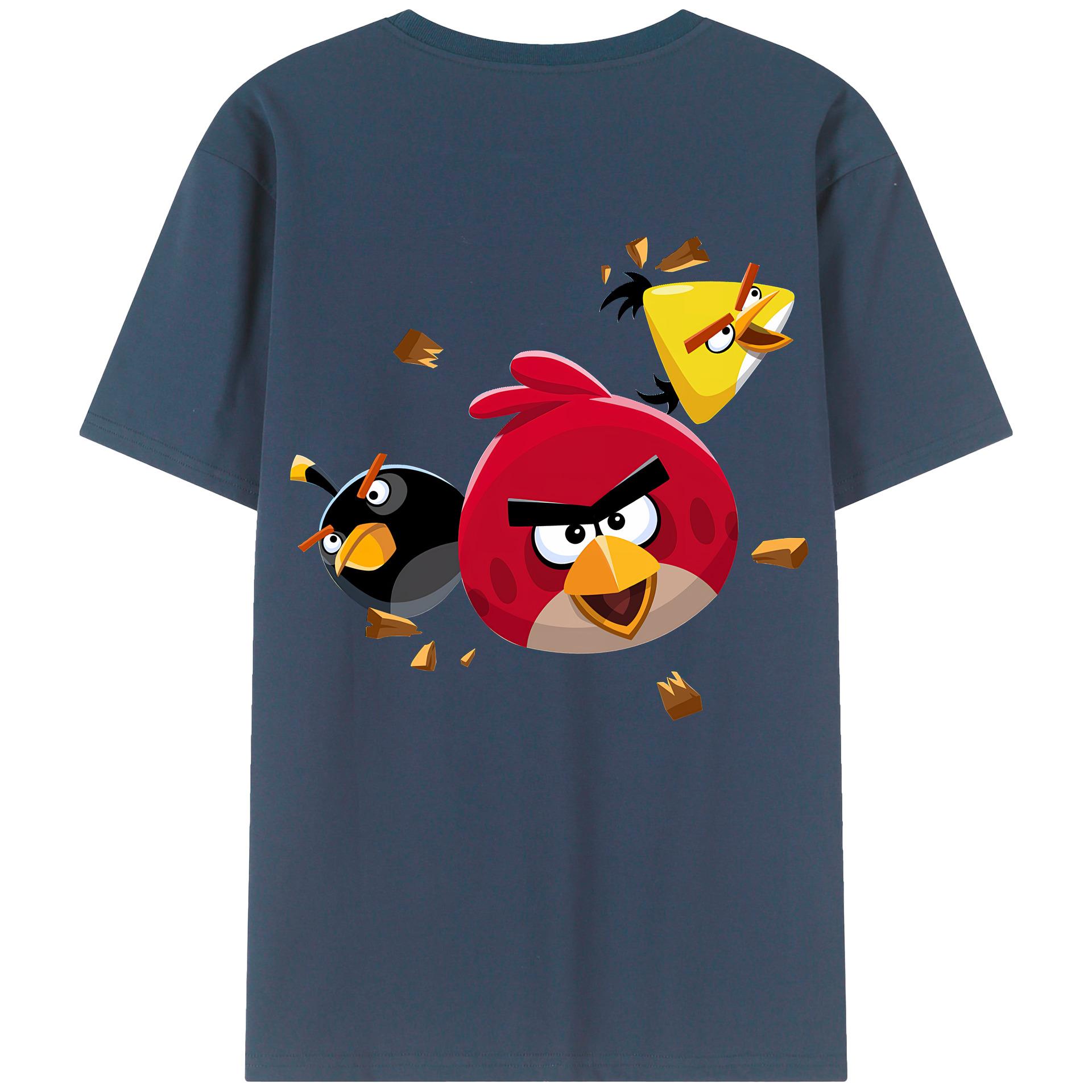 （画像用） Angry Birds アングリーバード 綿100％ メンズ半袖Tシャツ（バックプリント） 通気性