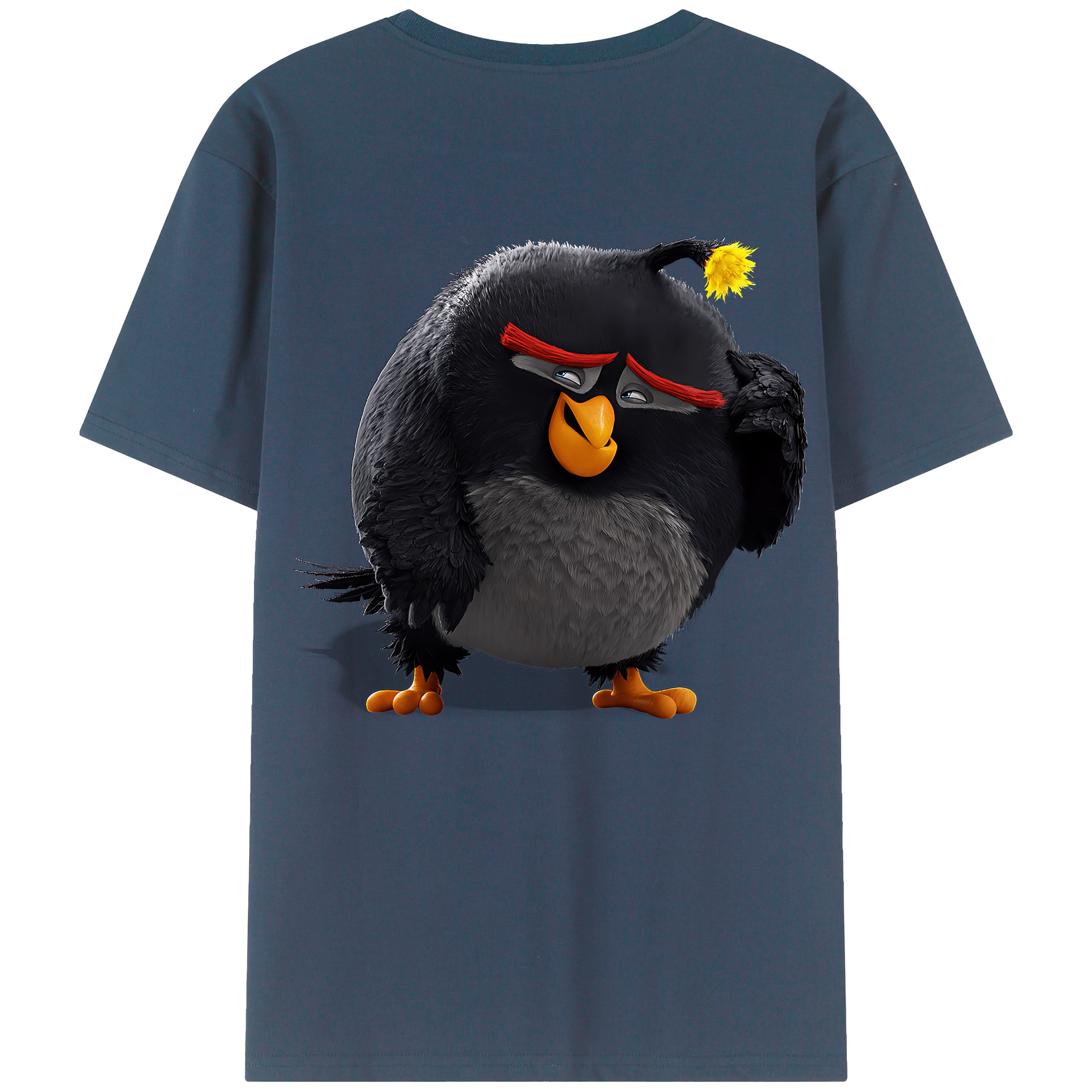 （画像用） Angry Birds アングリーバード 綿100％ メンズ半袖Tシャツ（バックプリント） 通気性