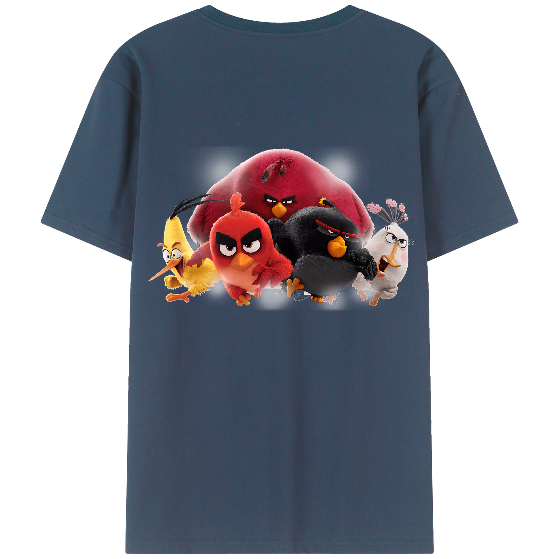 （画像用） Angry Birds アングリーバード 綿100％ メンズ半袖Tシャツ（バックプリント） 通気性