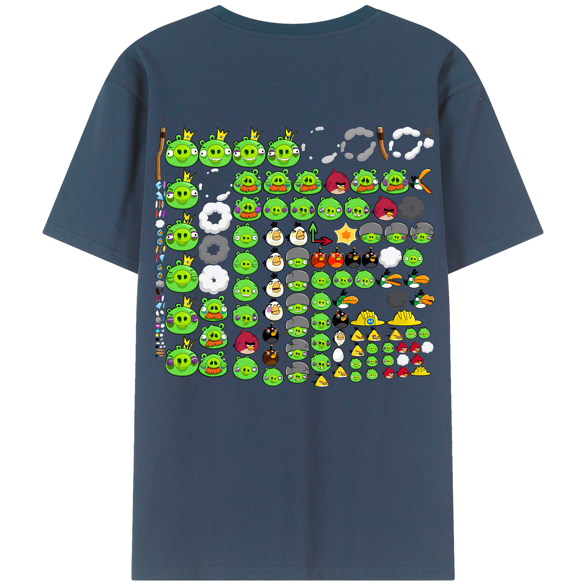 （画像用） Angry Birds アングリーバード 綿100％ メンズ半袖Tシャツ（バックプリント） 通気性