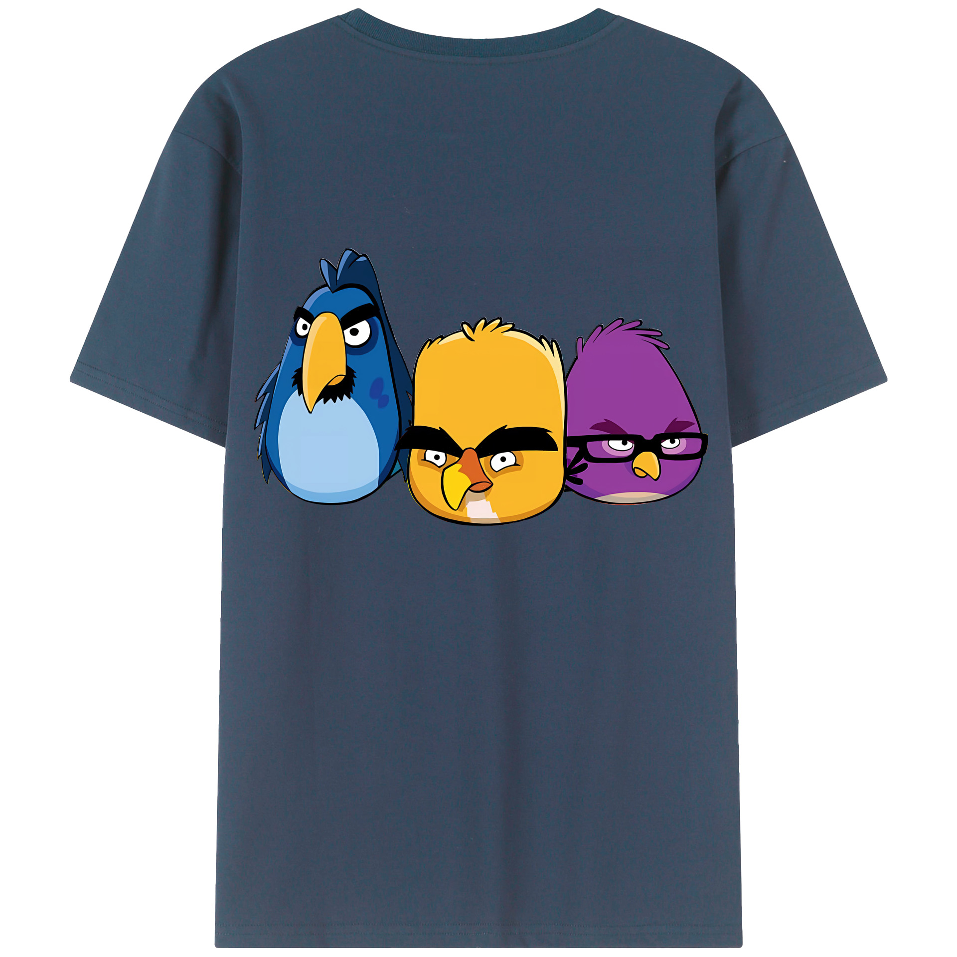 （画像用） Angry Birds アングリーバード 綿100％ メンズ半袖Tシャツ（バックプリント） 通気性
