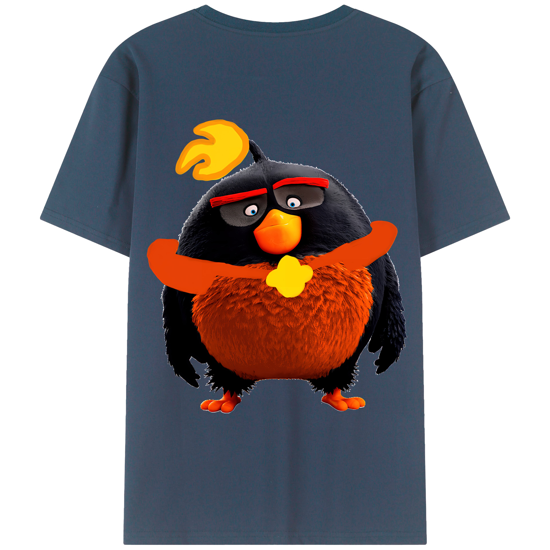 （画像用） Angry Birds アングリーバード 綿100％ メンズ半袖Tシャツ（バックプリント） 通気性