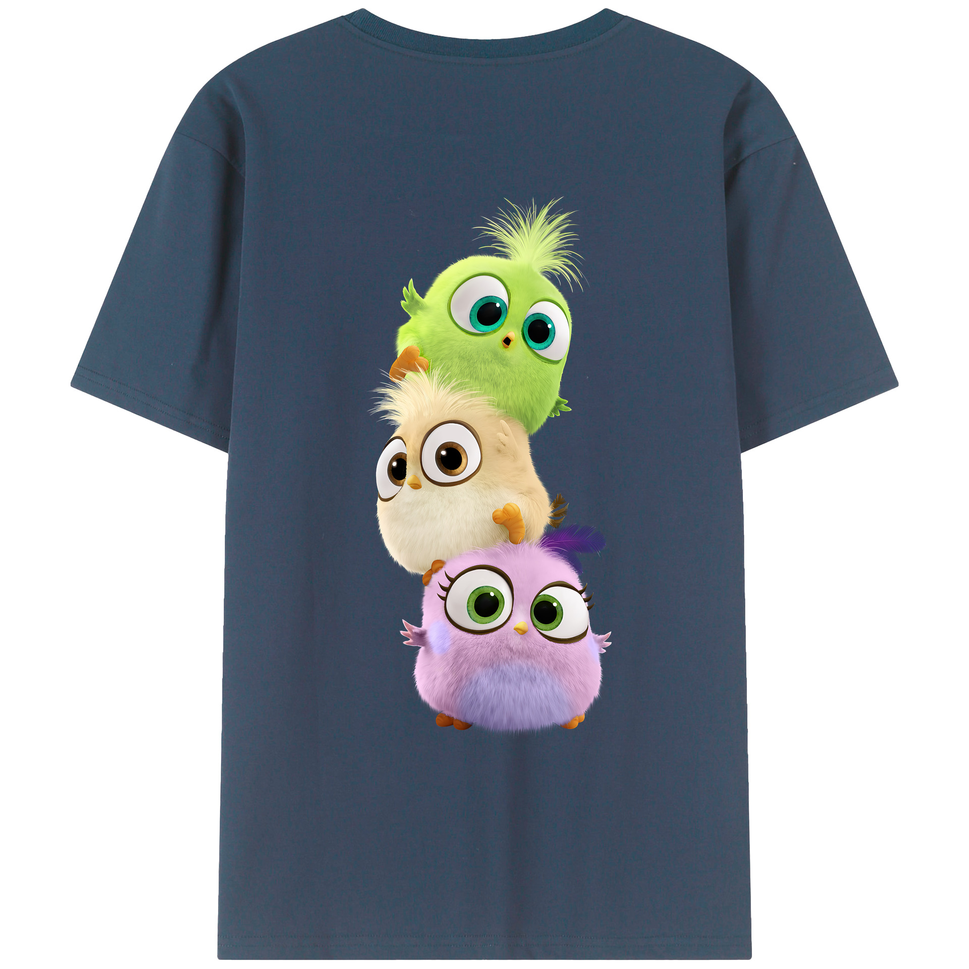 （画像用） Angry Birds アングリーバード 綿100％ メンズ半袖Tシャツ（バックプリント） 通気性