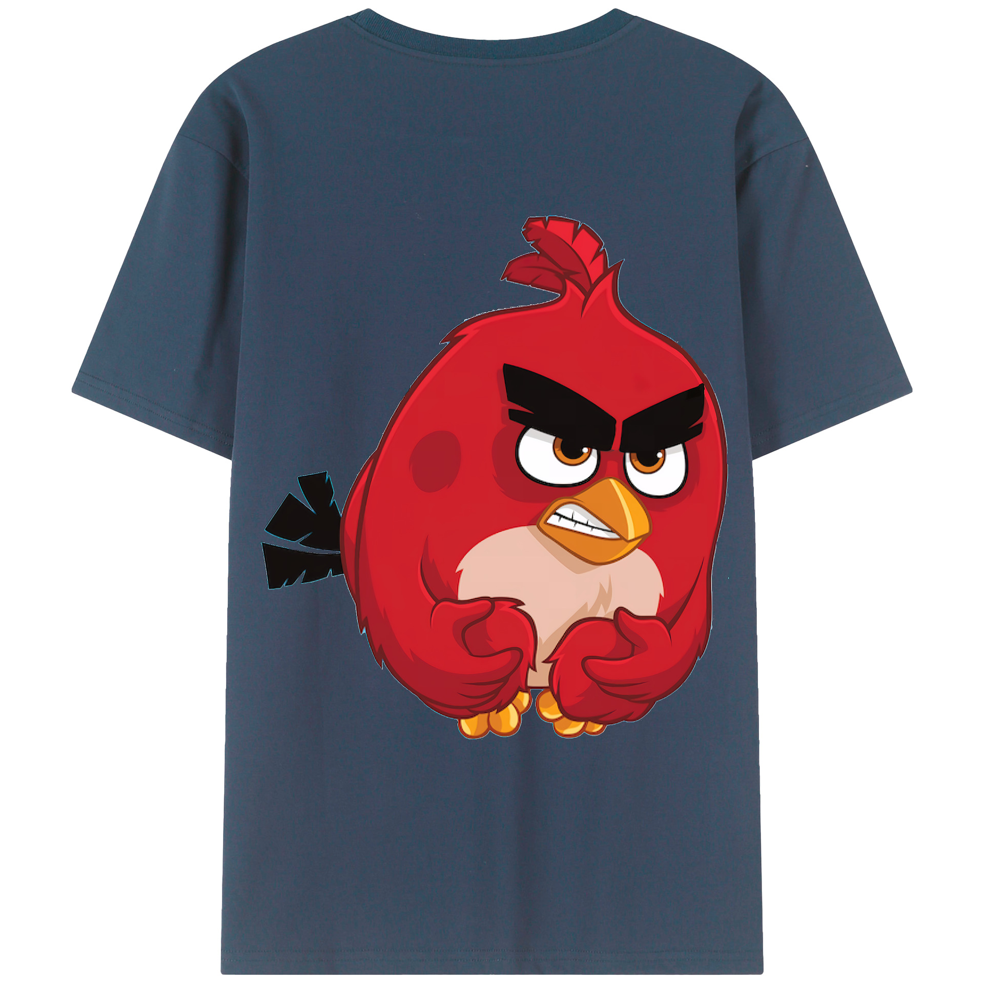 （画像用） Angry Birds アングリーバード 綿100％ メンズ半袖Tシャツ（バックプリント） 通気性