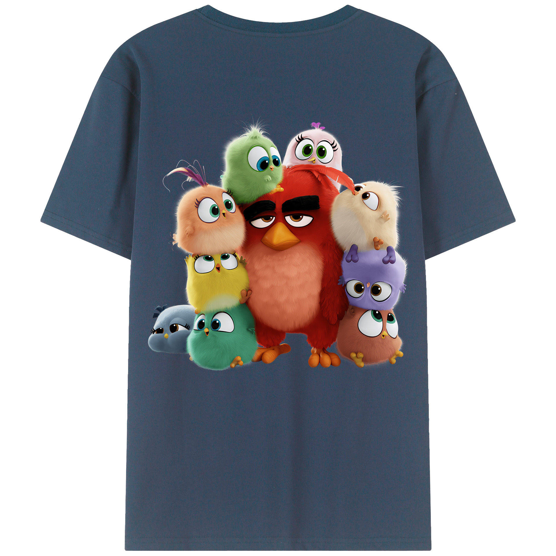 （画像用） Angry Birds アングリーバード 綿100％ メンズ半袖Tシャツ（バックプリント） 通気性