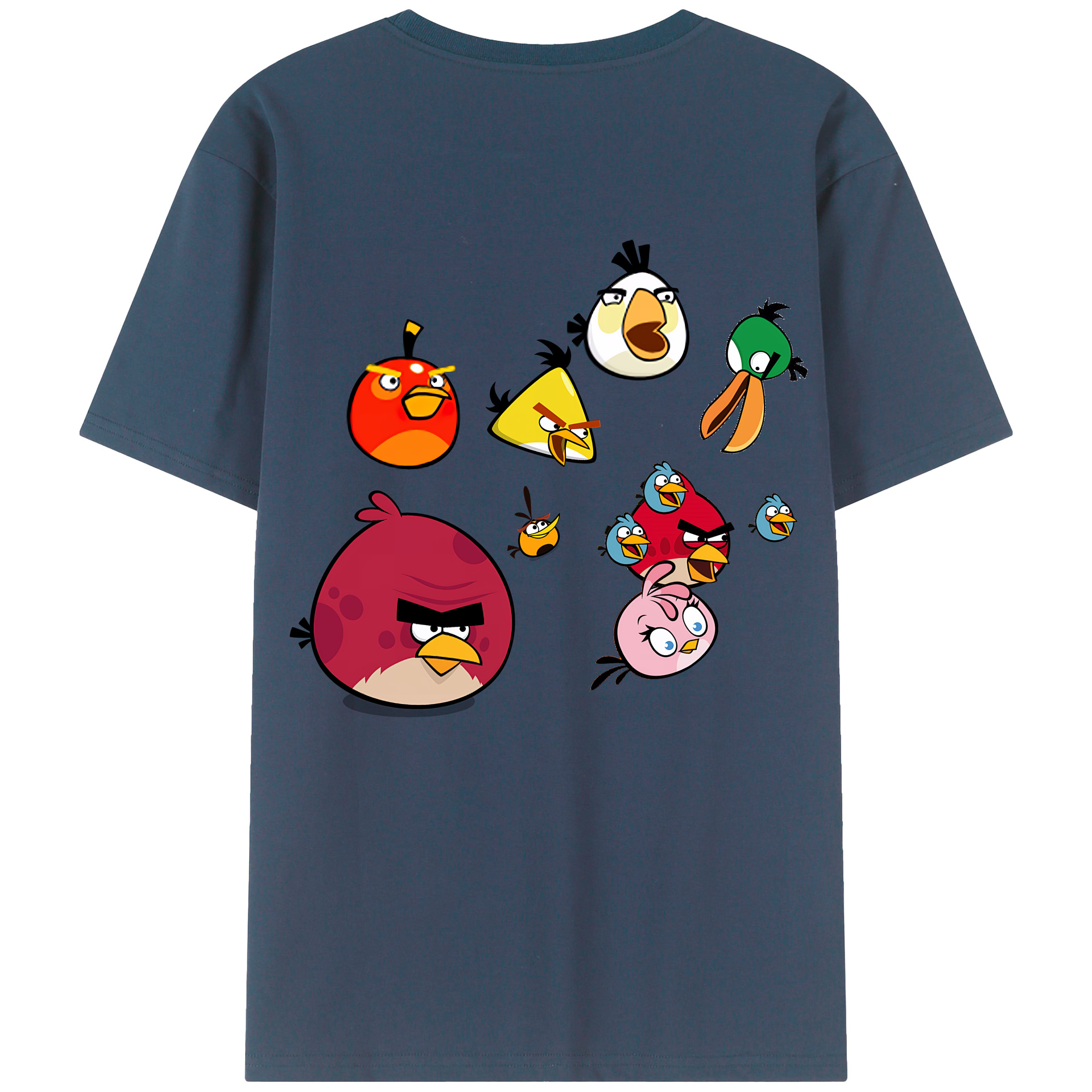 （画像用） Angry Birds アングリーバード 綿100％ メンズ半袖Tシャツ（バックプリント） 通気性