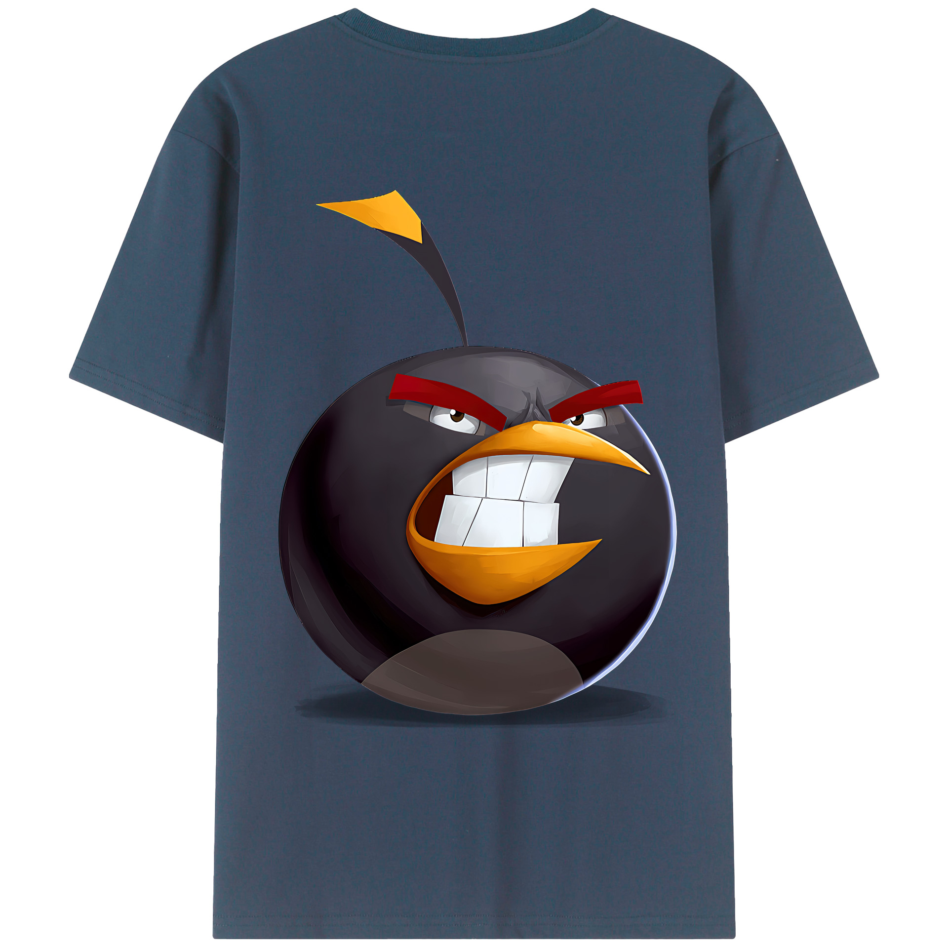 （画像用） Angry Birds アングリーバード 綿100％ メンズ半袖Tシャツ（バックプリント） 通気性