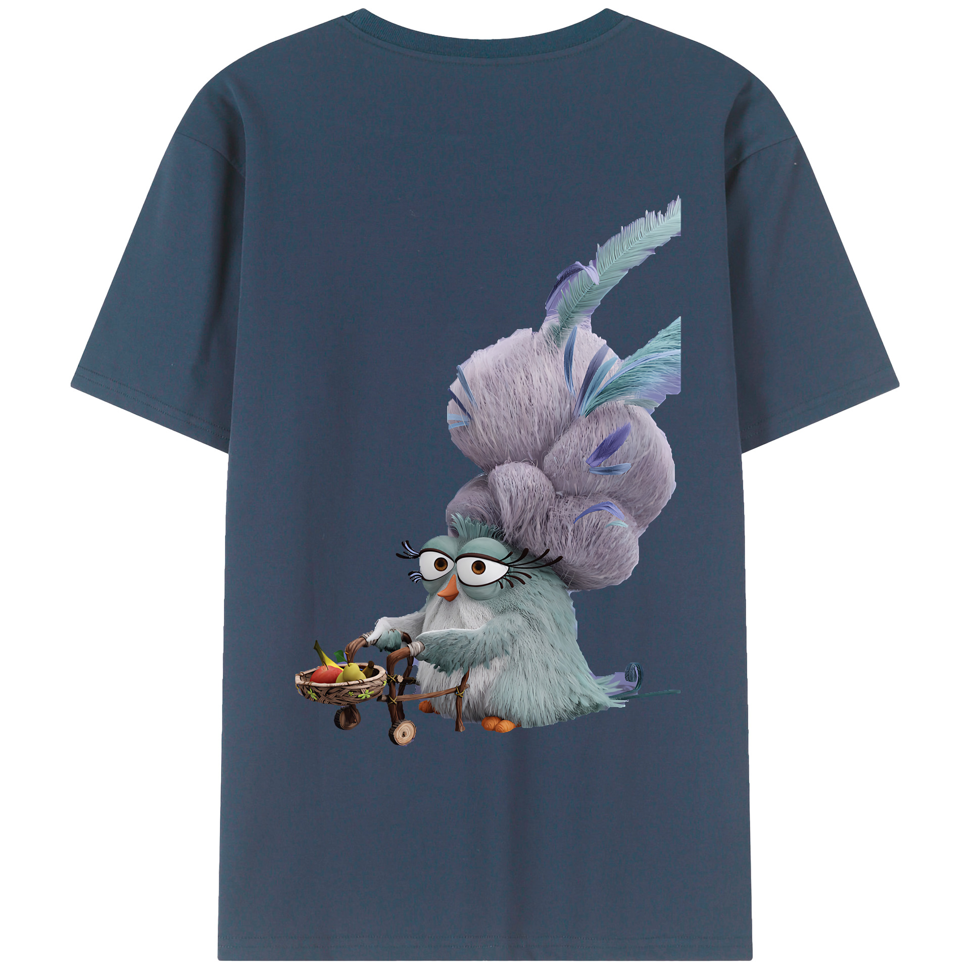 （画像用） Angry Birds アングリーバード 綿100％ メンズ半袖Tシャツ（バックプリント） 通気性