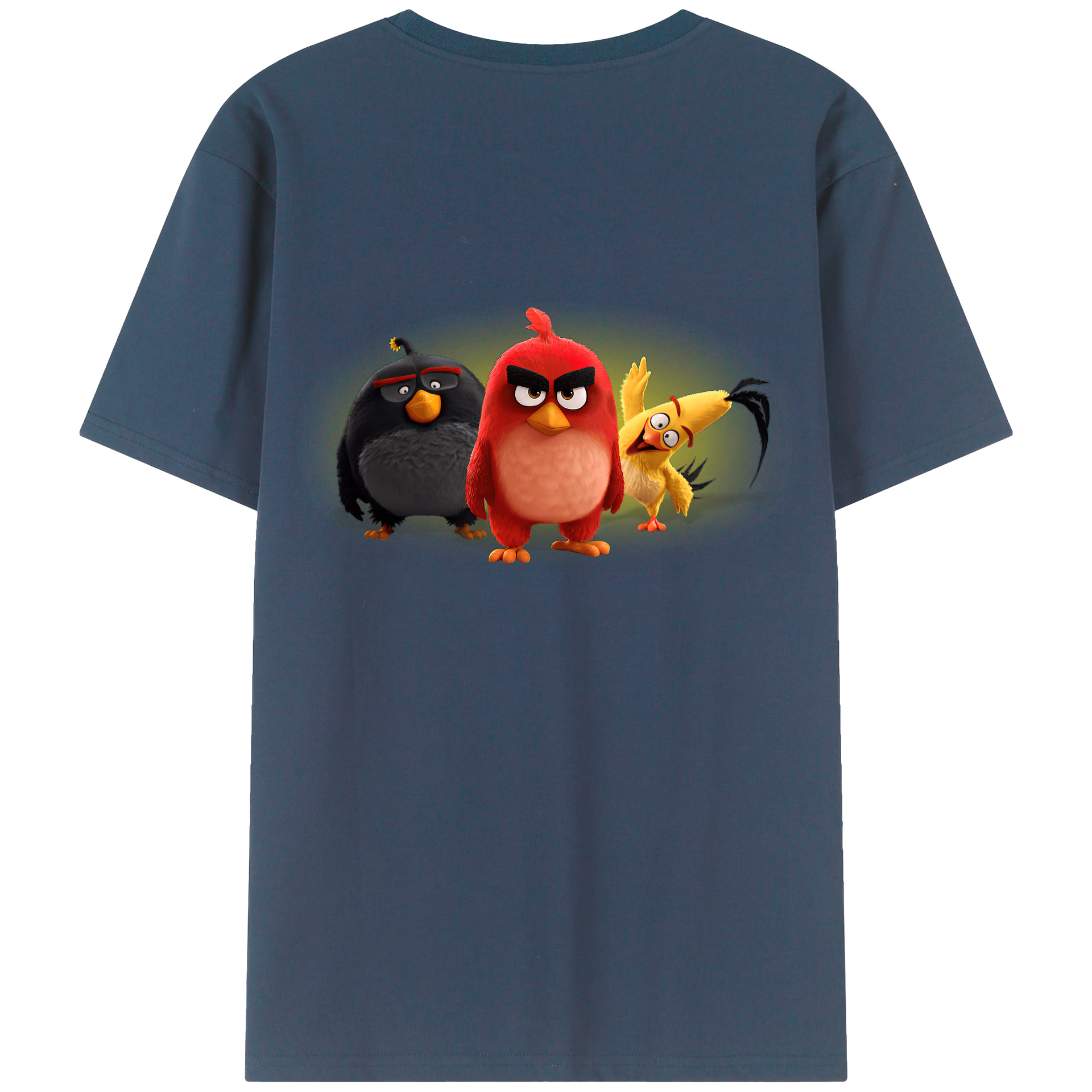 （画像用） Angry Birds アングリーバード 綿100％ メンズ半袖Tシャツ（バックプリント） 通気性