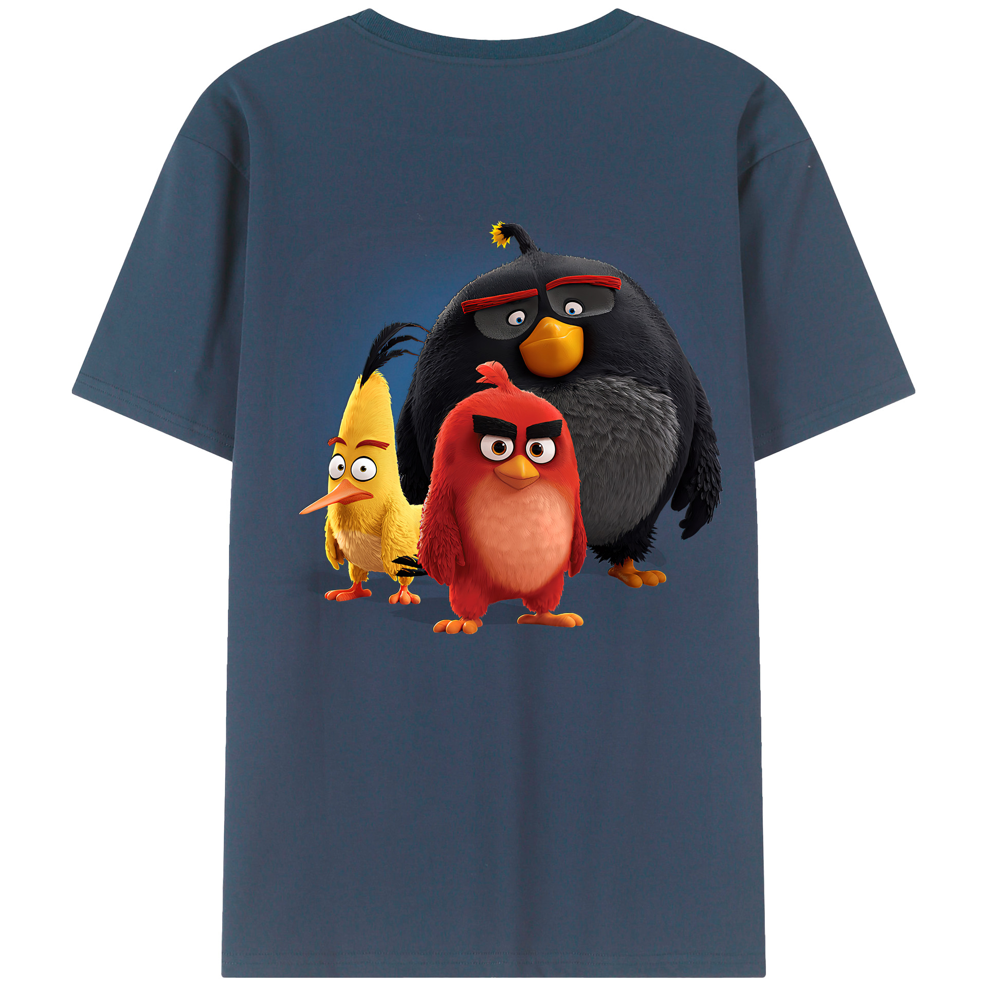 （画像用） Angry Birds アングリーバード 綿100％ メンズ半袖Tシャツ（バックプリント） 通気性