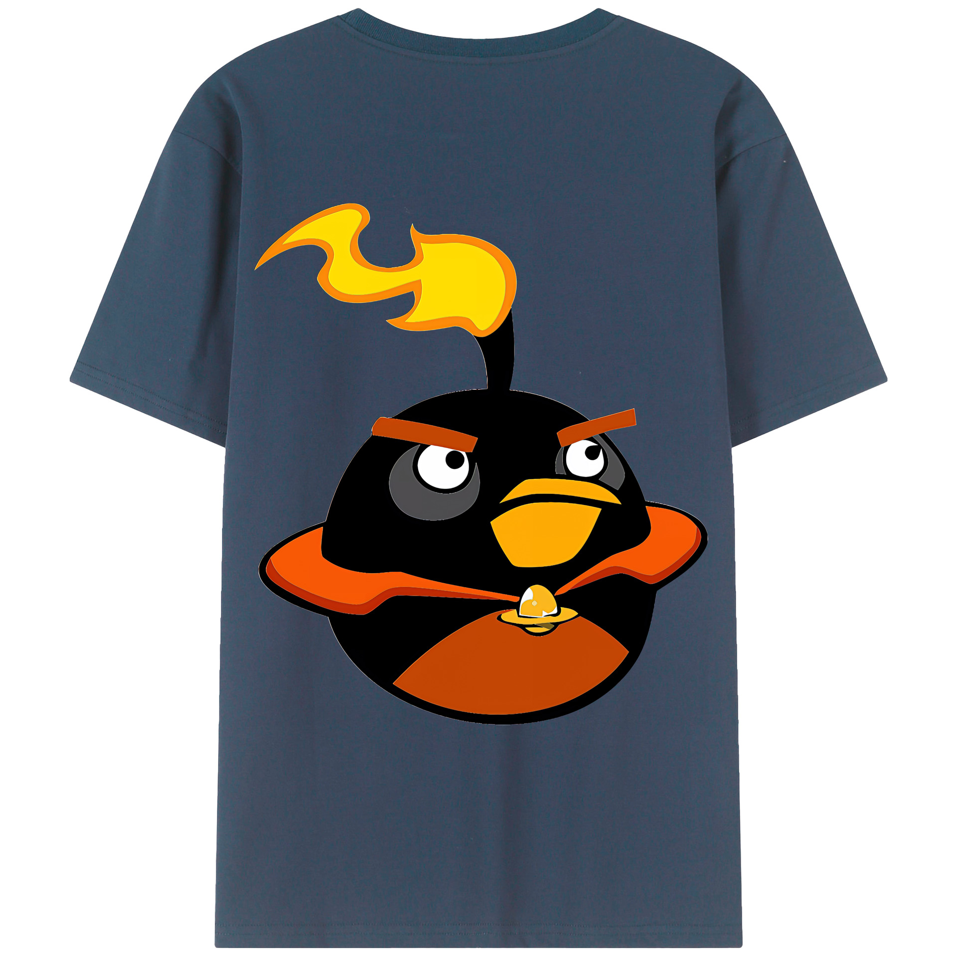 （画像用） Angry Birds アングリーバード 綿100％ メンズ半袖Tシャツ（バックプリント） 通気性