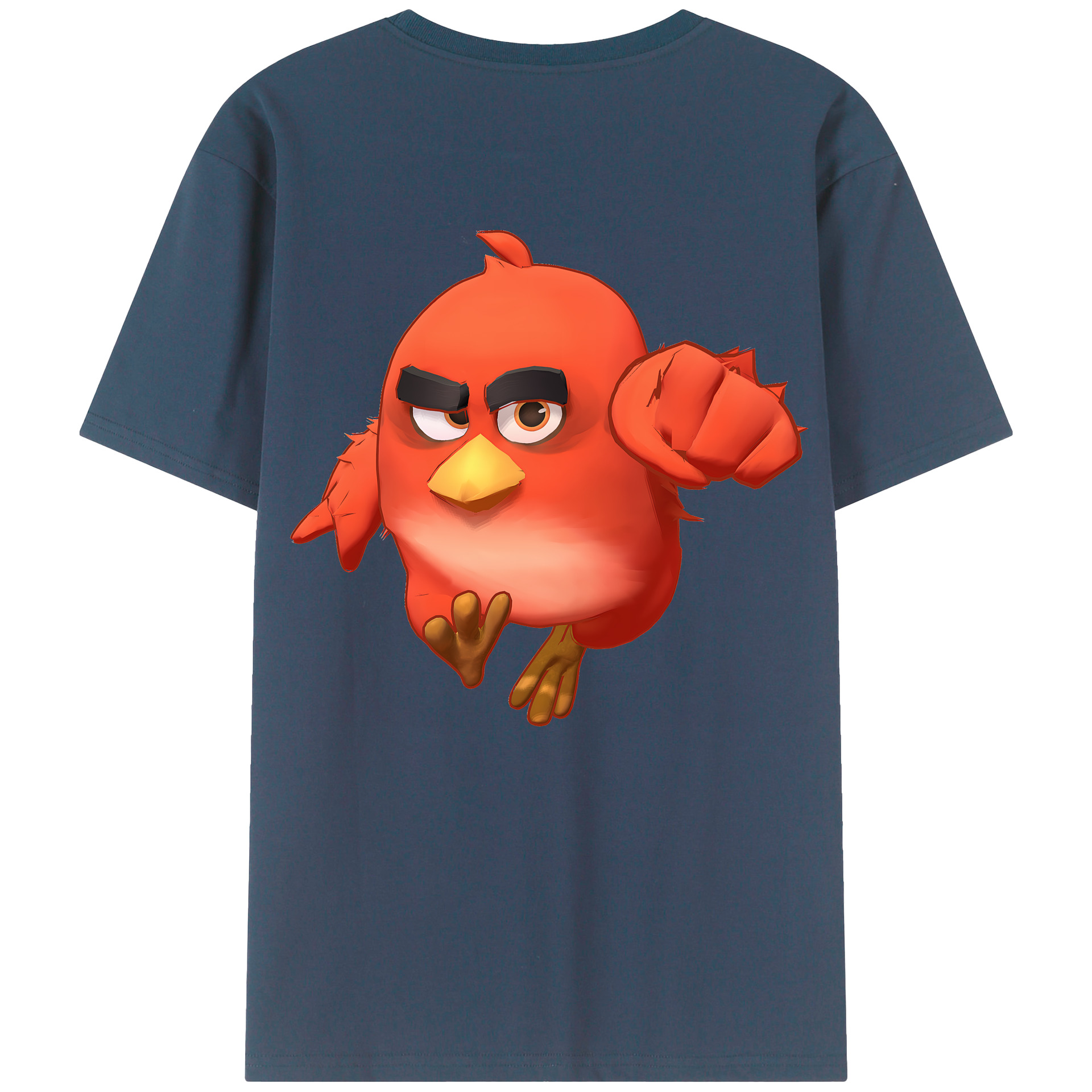 （画像用） Angry Birds アングリーバード 綿100％ メンズ半袖Tシャツ（バックプリント） 通気性