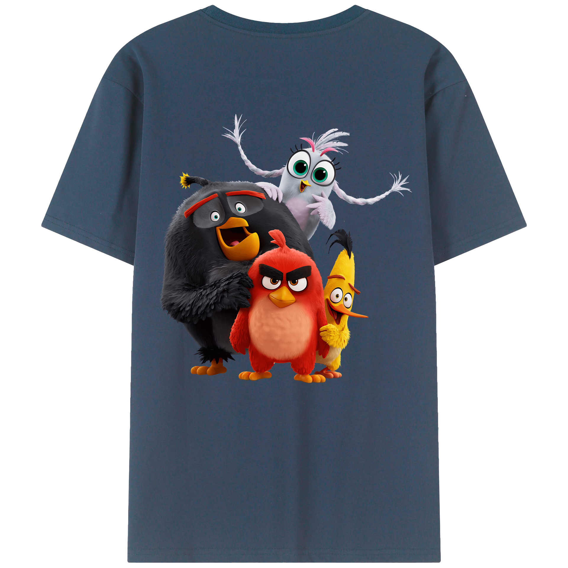（画像用） Angry Birds アングリーバード 綿100％ メンズ半袖Tシャツ（バックプリント） 通気性