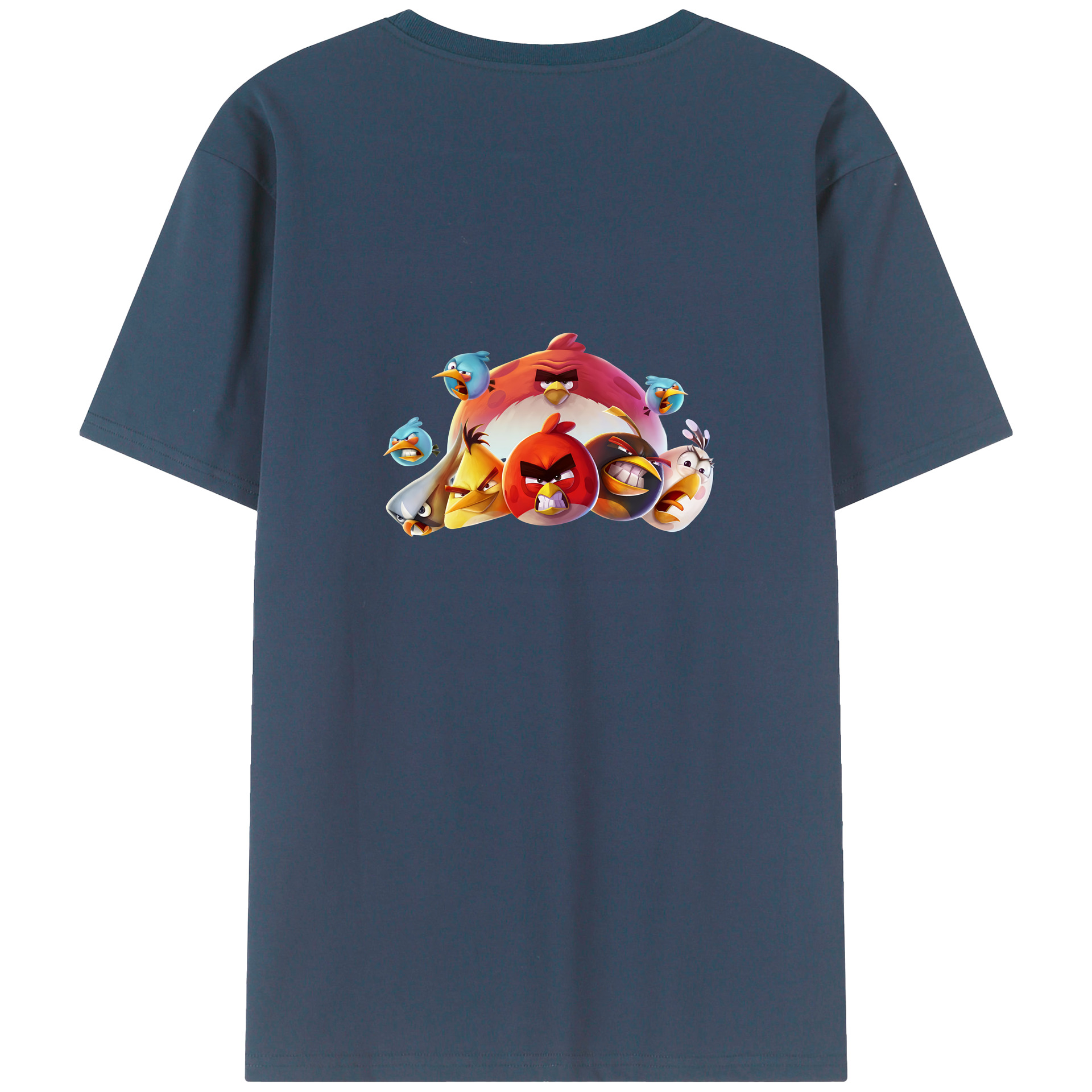 （画像用） Angry Birds アングリーバード 綿100％ メンズ半袖Tシャツ（バックプリント） 通気性