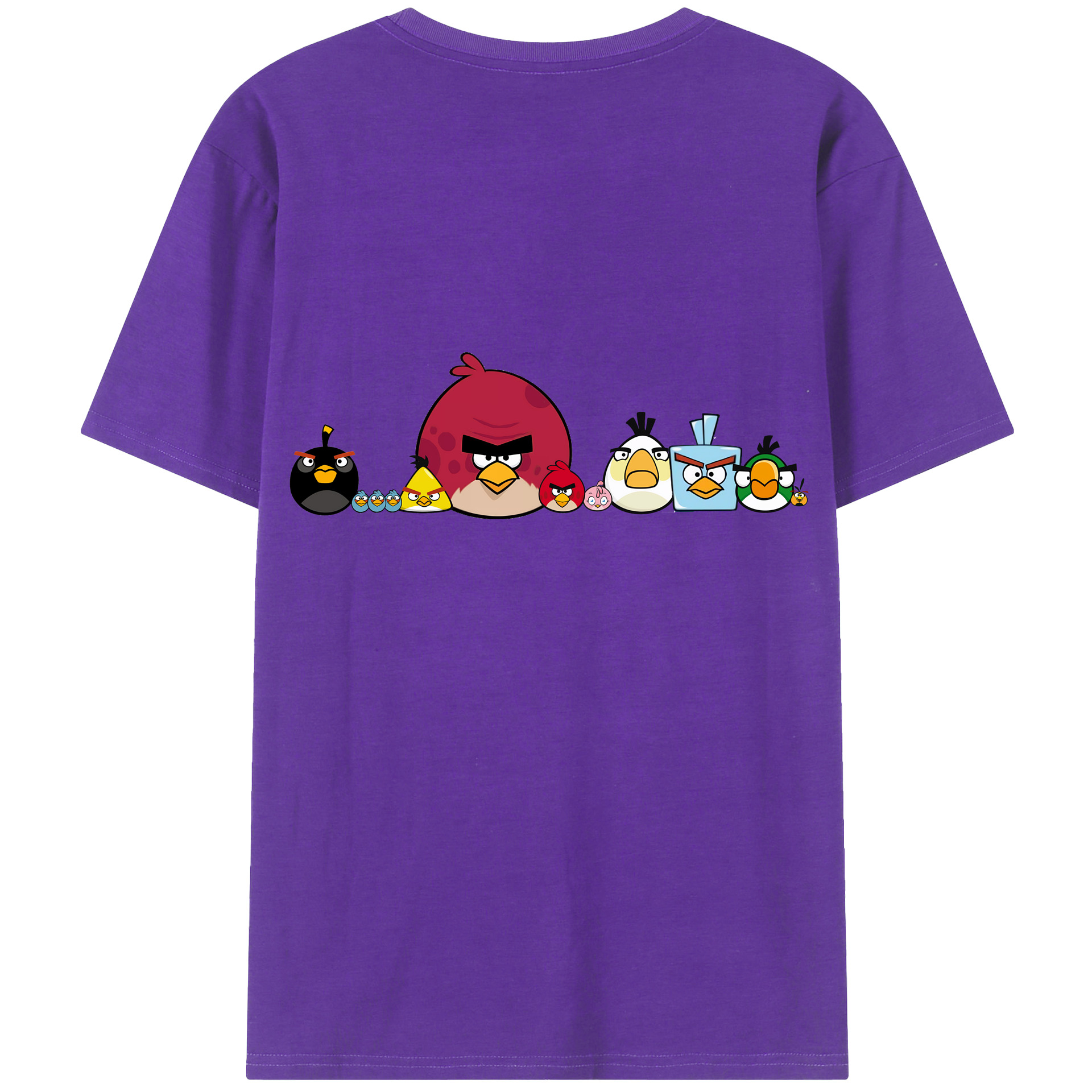 （画像用） Angry Birds アングリーバード 綿100％ メンズ半袖Tシャツ（バックプリント） 通気性