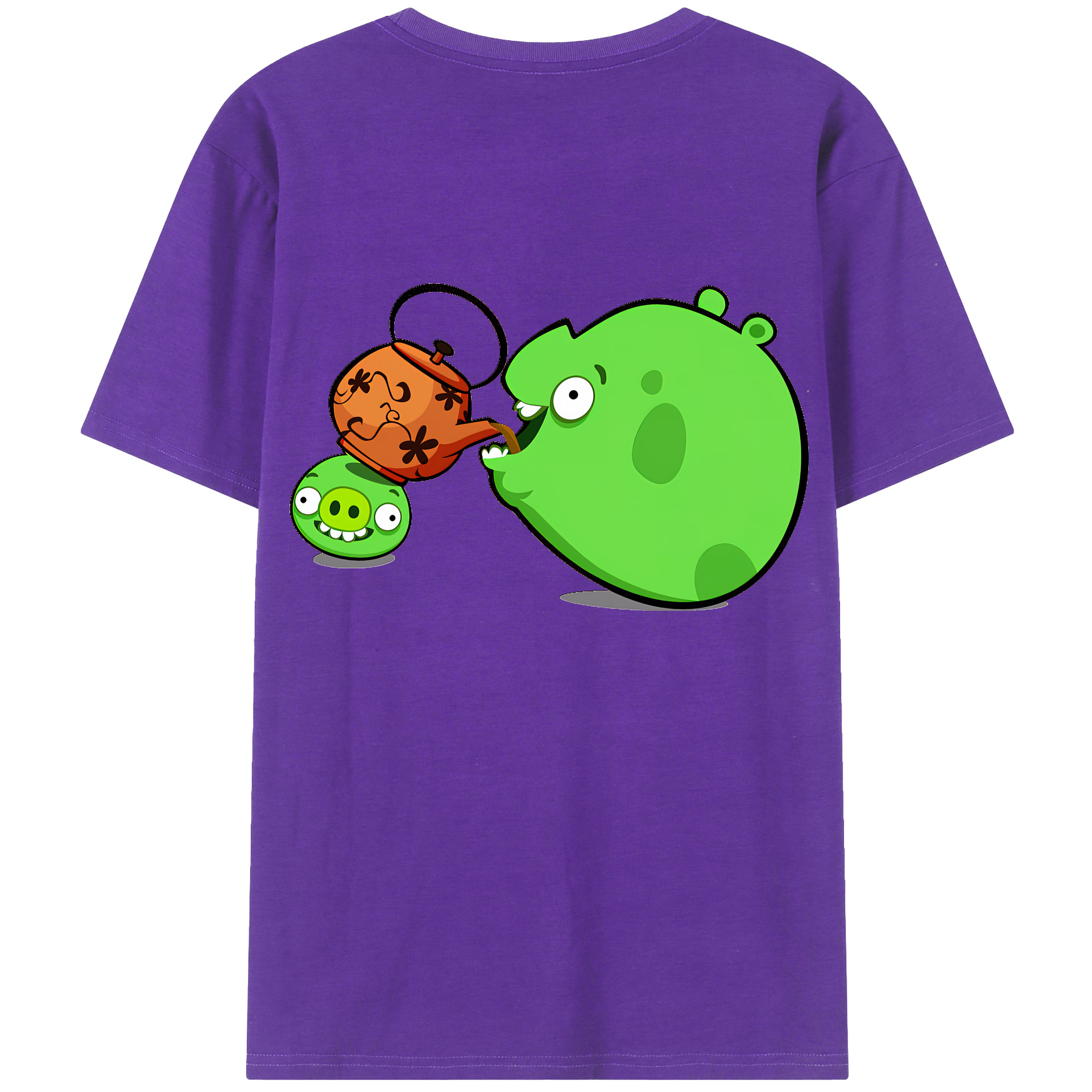 （画像用） Angry Birds アングリーバード 綿100％ メンズ半袖Tシャツ（バックプリント） 通気性