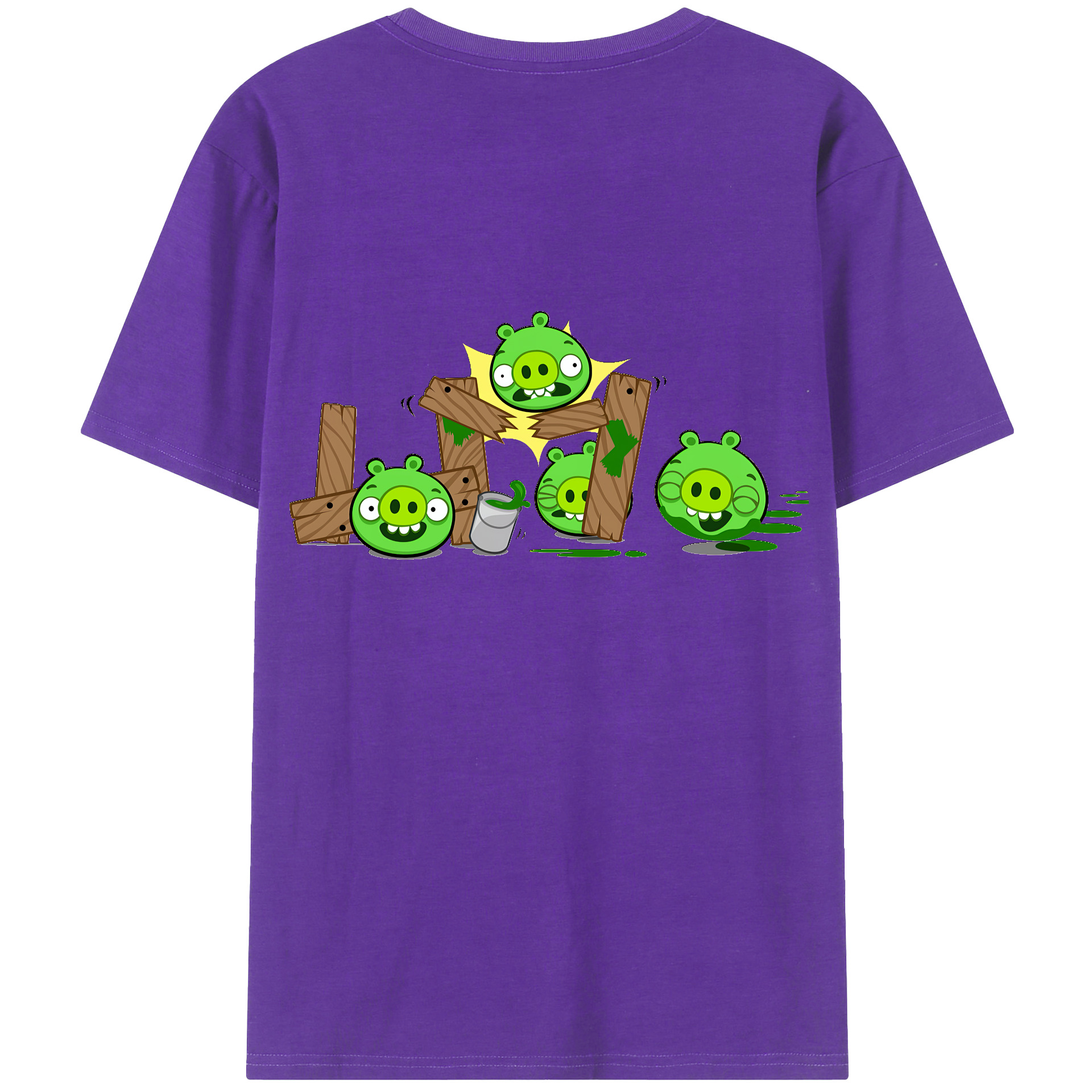 （画像用） Angry Birds アングリーバード 綿100％ メンズ半袖Tシャツ（バックプリント） 通気性