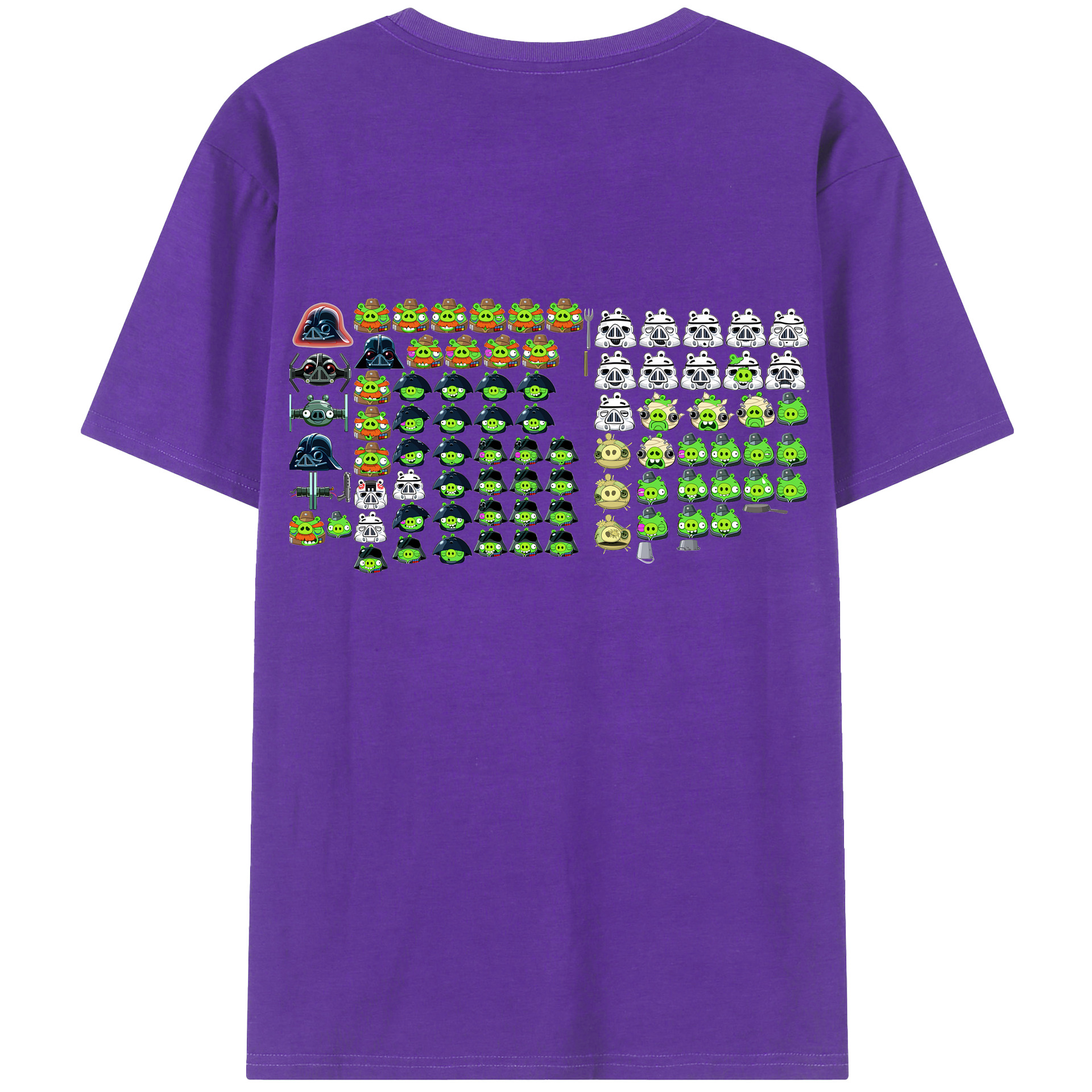 （画像用） Angry Birds アングリーバード 綿100％ メンズ半袖Tシャツ（バックプリント） 通気性