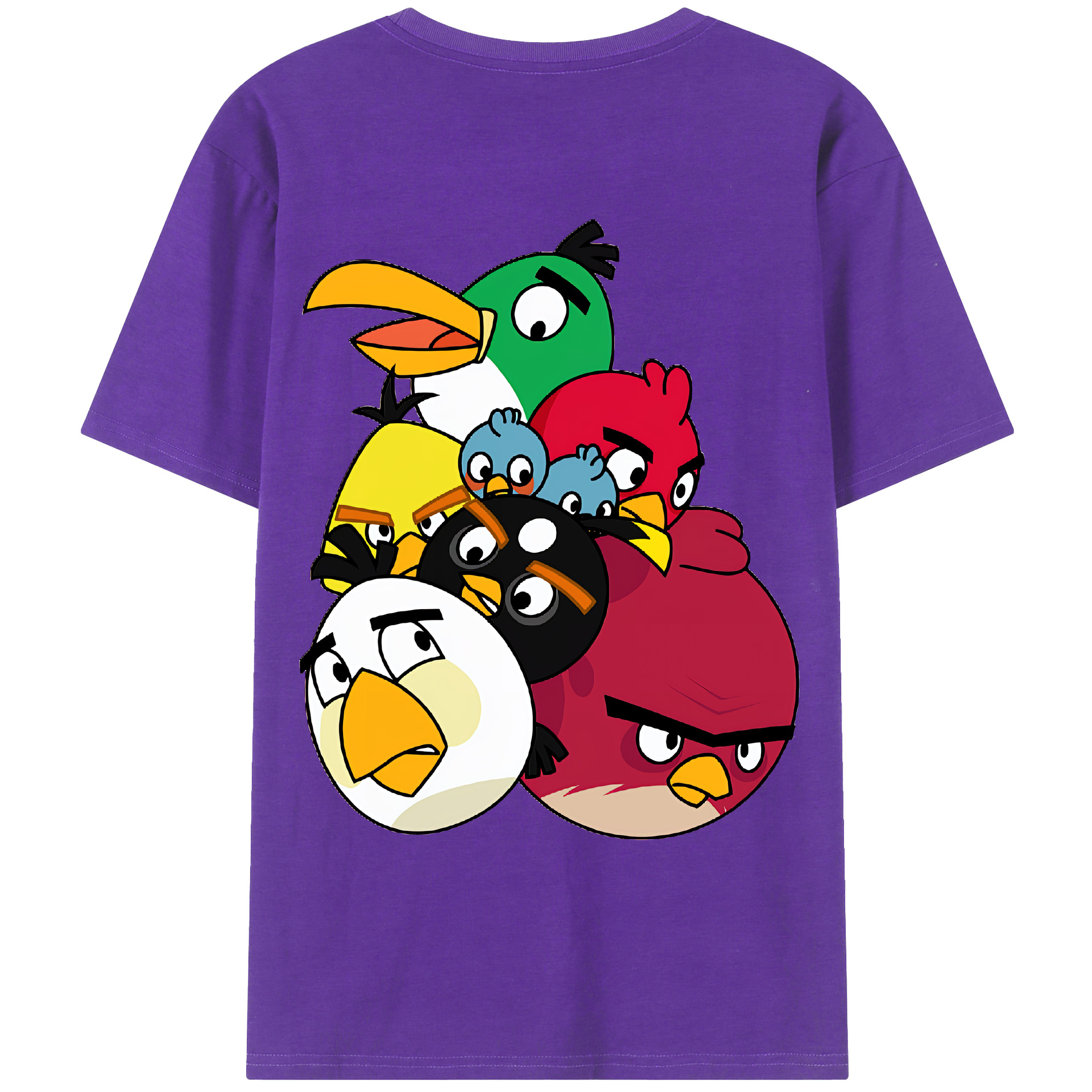 （画像用） Angry Birds アングリーバード 綿100％ メンズ半袖Tシャツ（バックプリント） 通気性