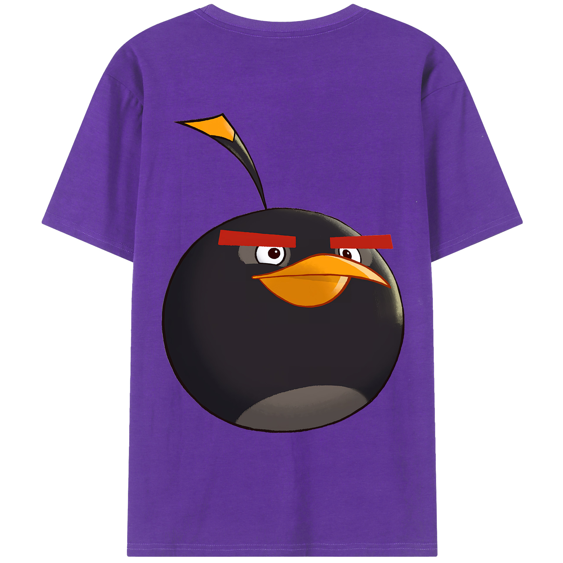 （画像用） Angry Birds アングリーバード 綿100％ メンズ半袖Tシャツ（バックプリント） 通気性