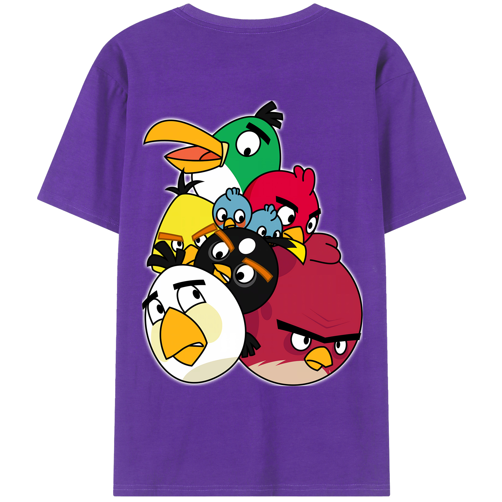 （画像用） Angry Birds アングリーバード 綿100％ メンズ半袖Tシャツ（バックプリント） 通気性