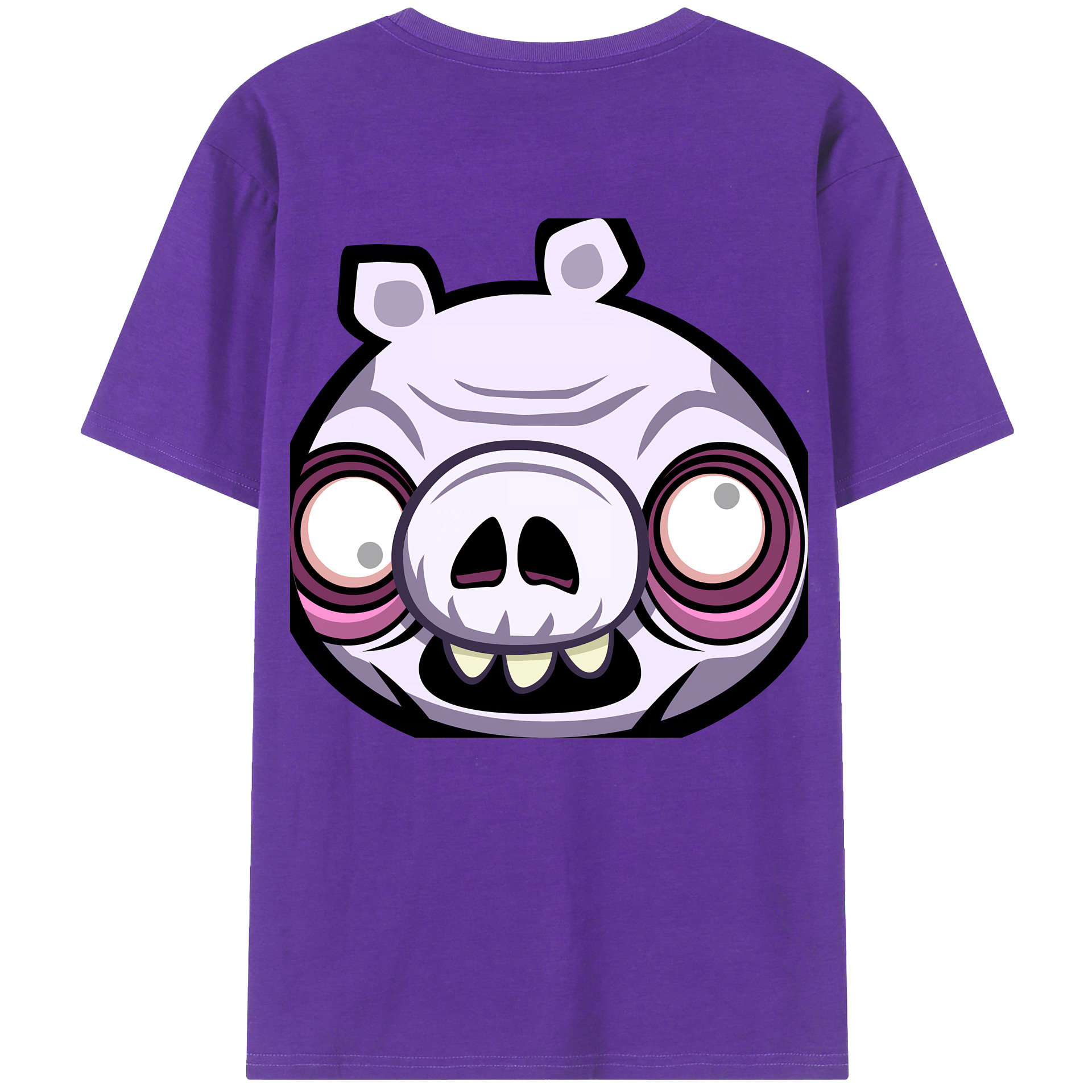 （画像用） Angry Birds アングリーバード 綿100％ メンズ半袖Tシャツ（バックプリント） 通気性