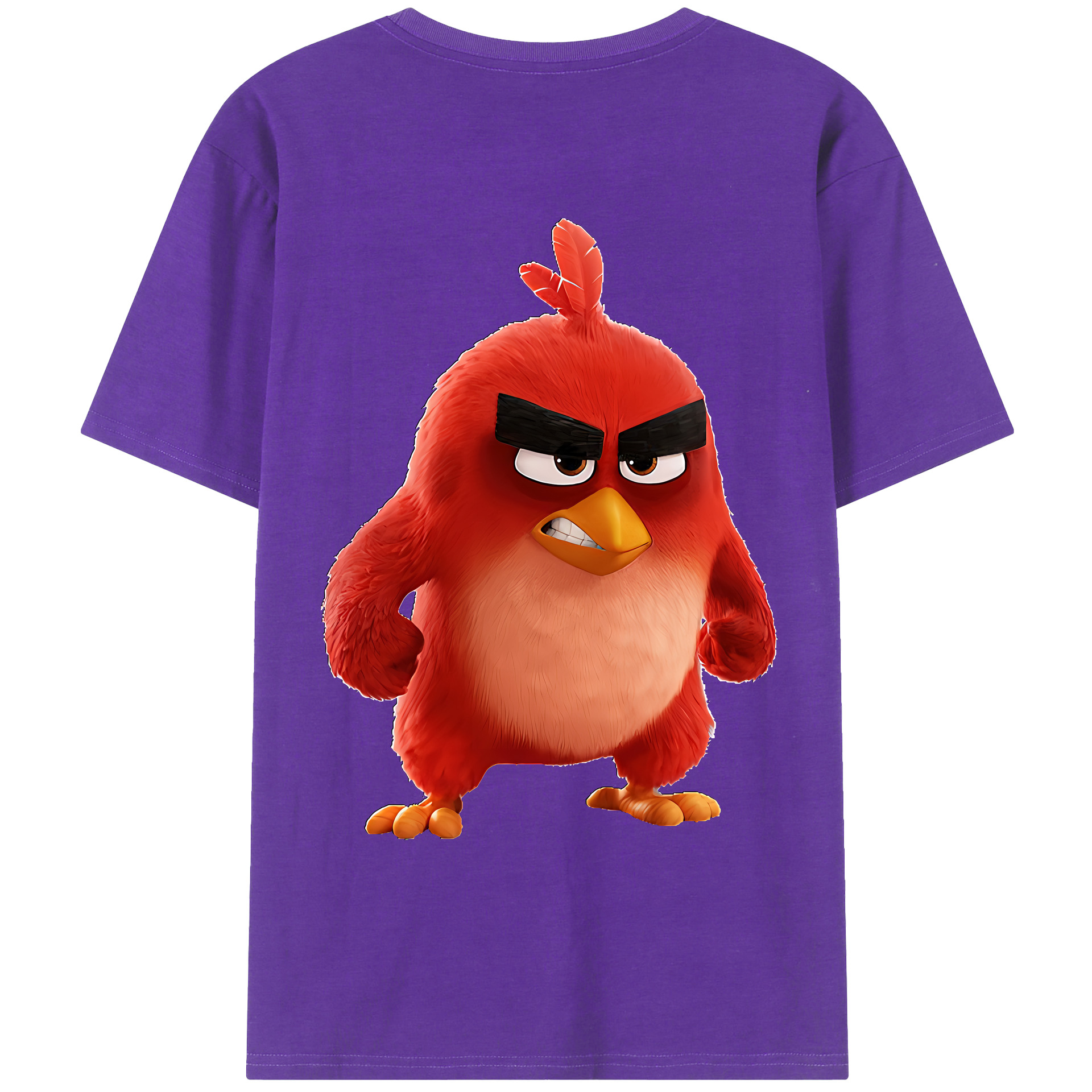 （画像用） Angry Birds アングリーバード 綿100％ メンズ半袖Tシャツ（バックプリント） 通気性