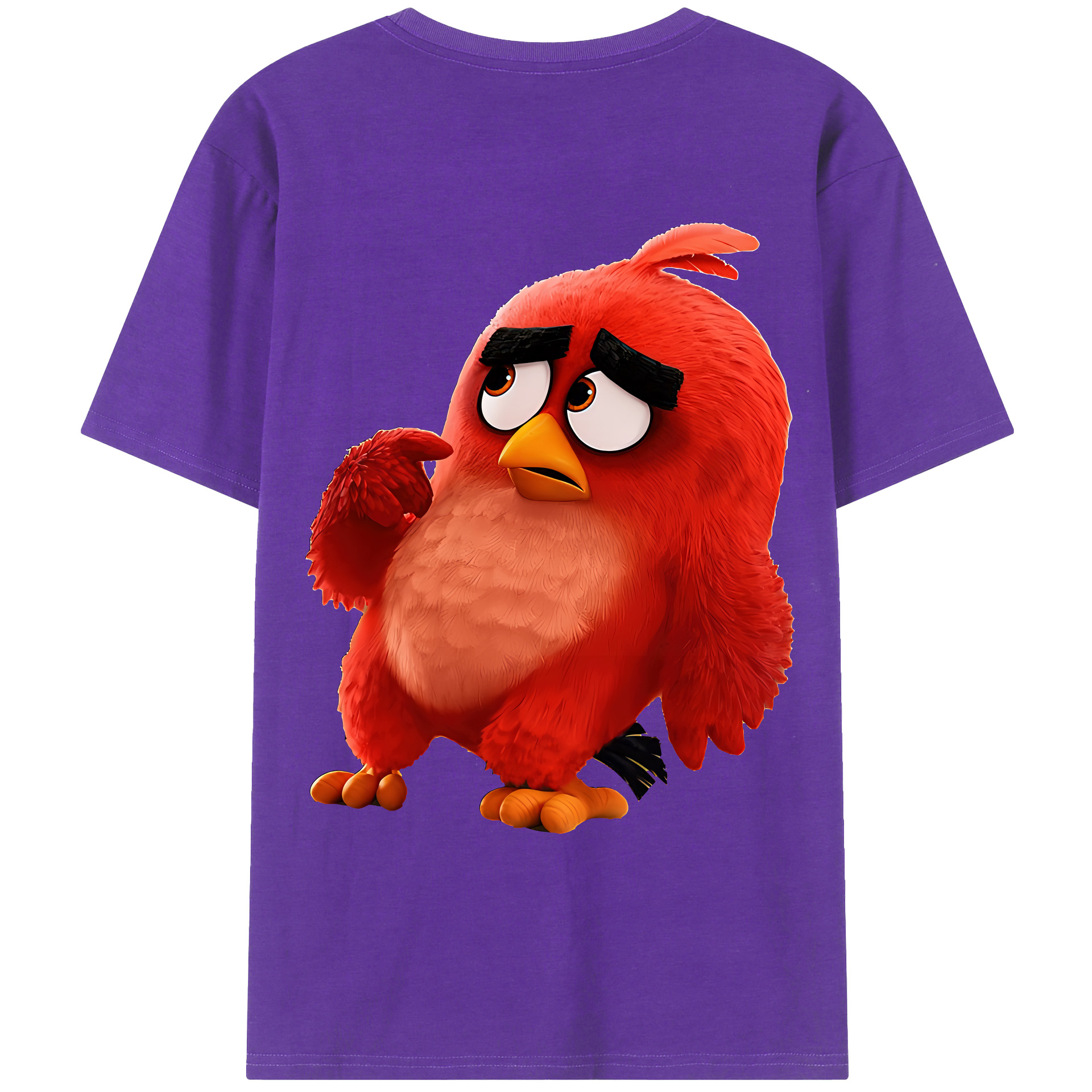 （画像用） Angry Birds アングリーバード 綿100％ メンズ半袖Tシャツ（バックプリント） 通気性