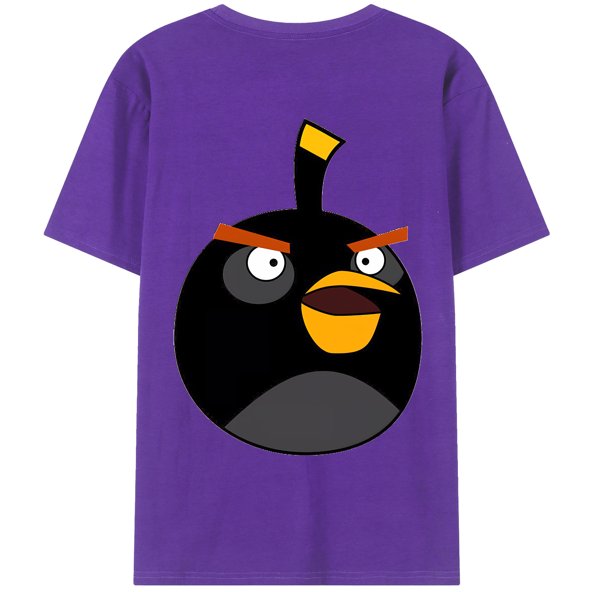 （画像用） Angry Birds アングリーバード 綿100％ メンズ半袖Tシャツ（バックプリント） 通気性